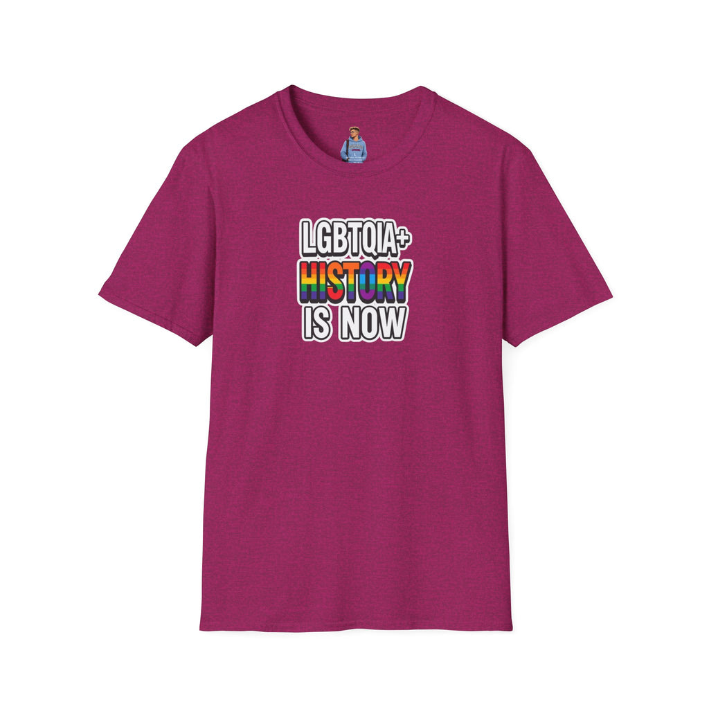 Camiseta unisex de estilo suave con la historia LGBTQIA+ ahora