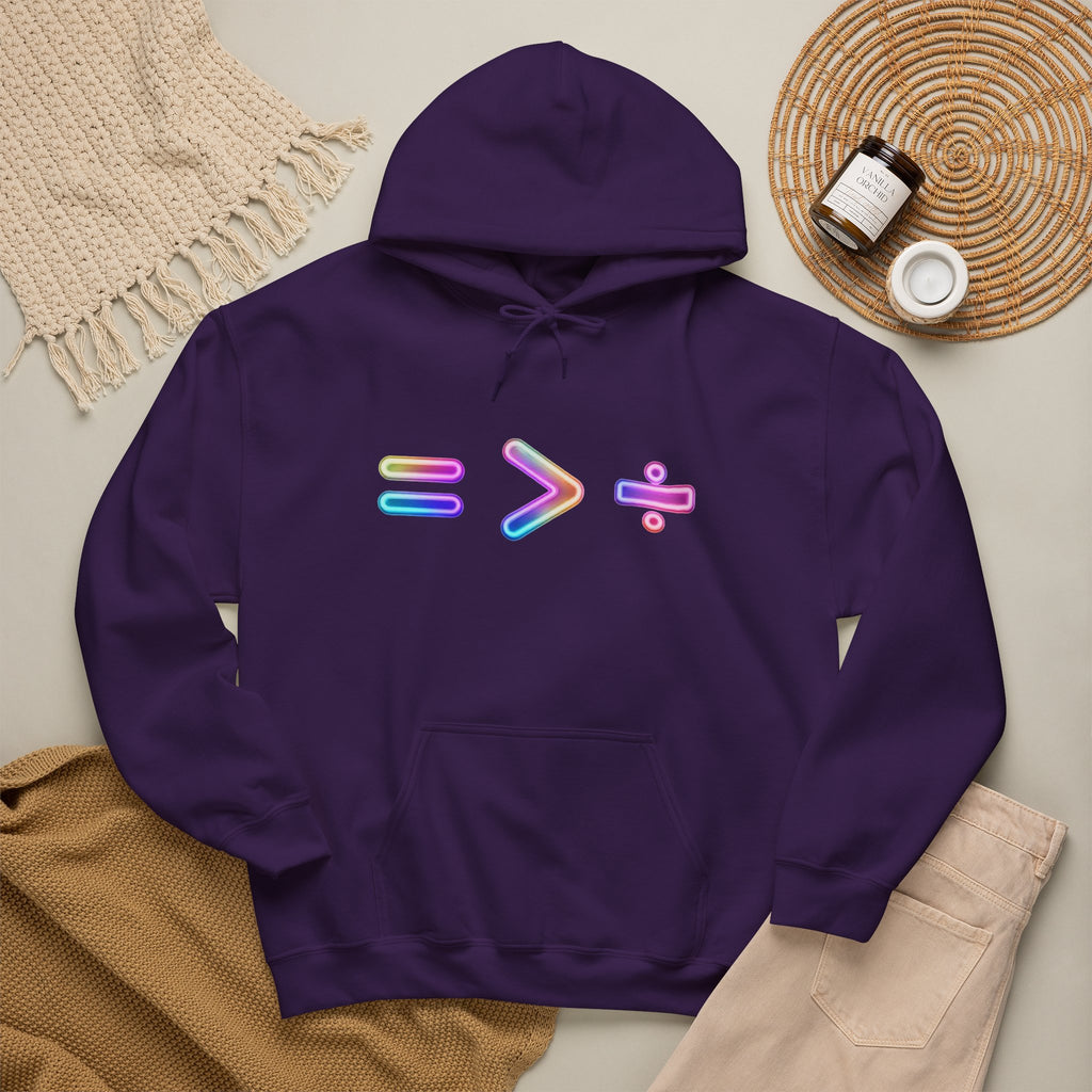 Equality is Greater than Division Neon Style Pullover Hoodie