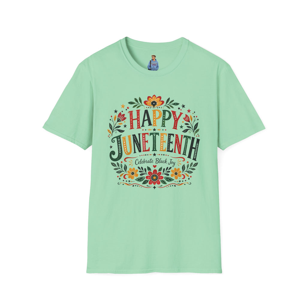 Juneteenth T-Shirt — "Happy Juneteenth" Floral Celebration Tee