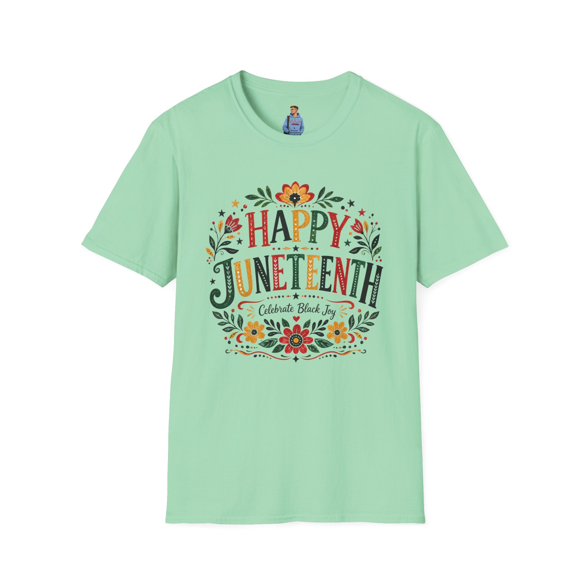 Juneteenth T-Shirt — "Happy Juneteenth" Floral Celebration Tee