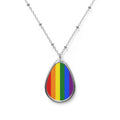 Rainbow Pride Oval Necklace - Stylish Silver Pendant for Inclusivity and Celebration - EqualiTees.Me