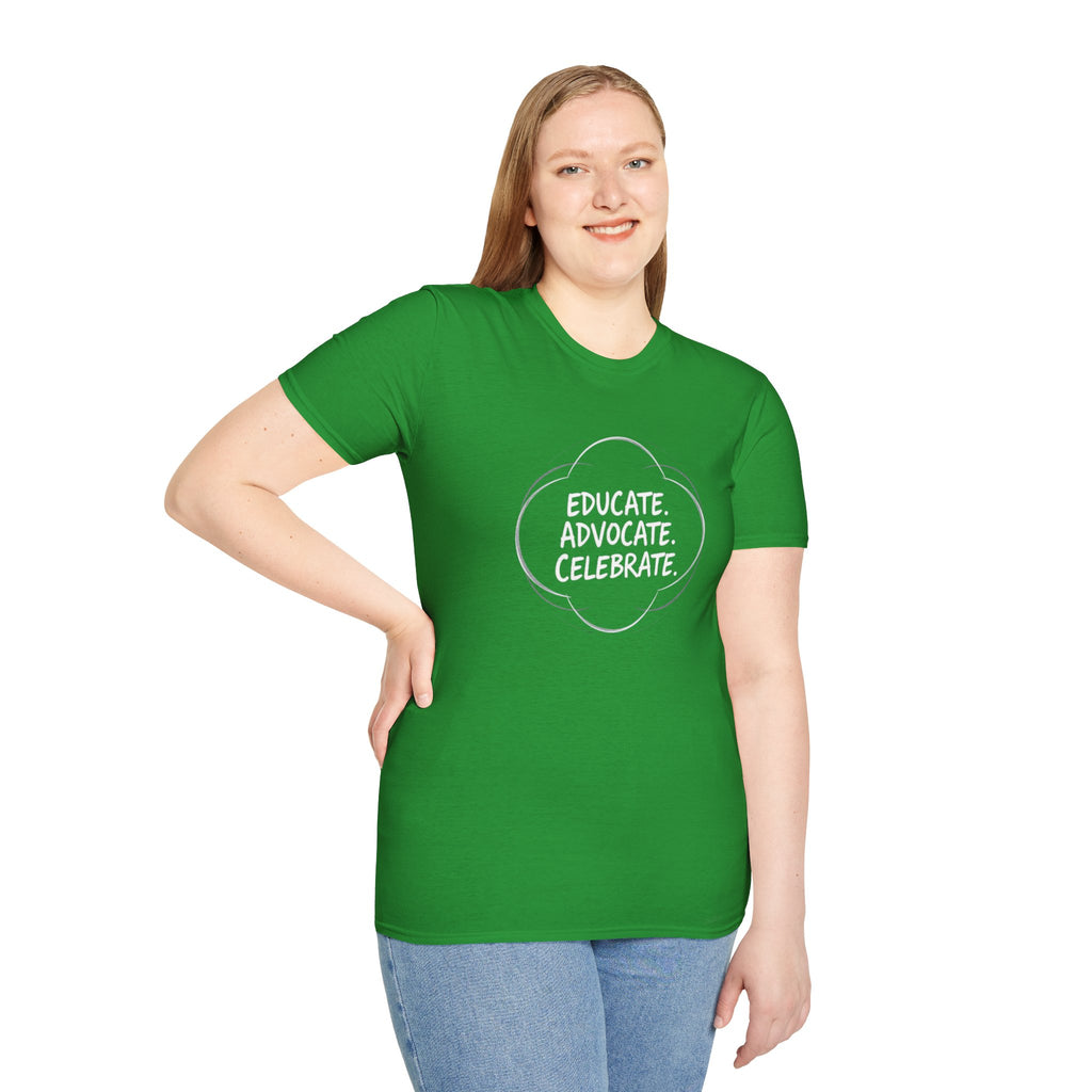 Subtle Pride Educate Advocate Celebrate Minimalist T-Shirt for Every Occasion