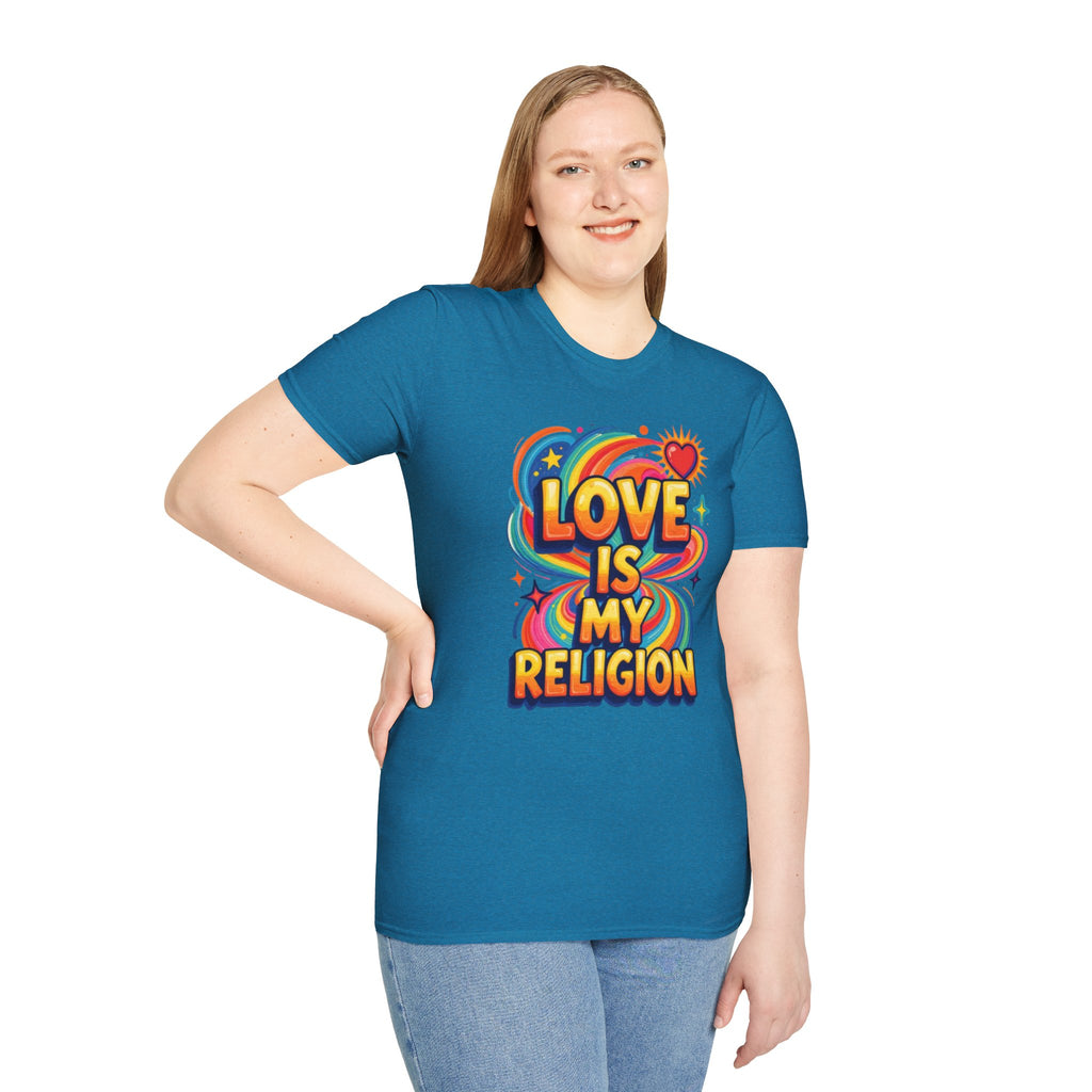 Love Is My Religion Retro Rainbow Graphic T-shirt