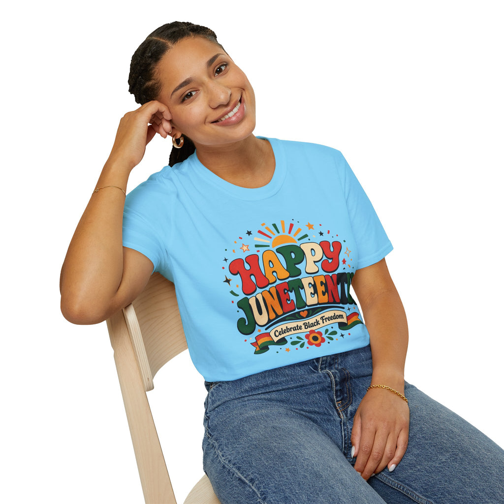 Juneteenth T-Shirt - "Happy Juneteenth" Retro Celebration Tee