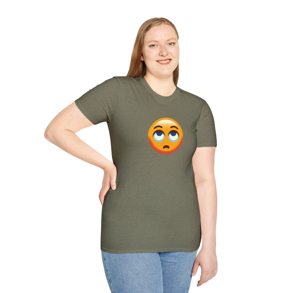 Camiseta unisex de estilo suave con emoji de ojos en blanco | Camiseta gráfica informal para el día a día