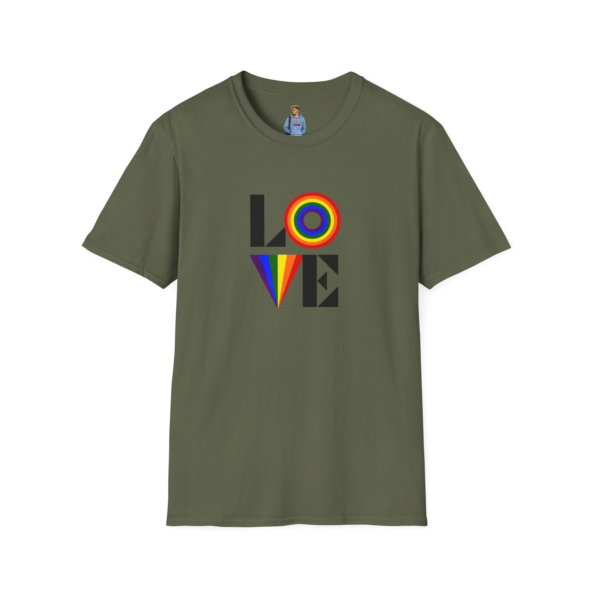 Camiseta unisex suave con diseño vibrante LOVE para Pride