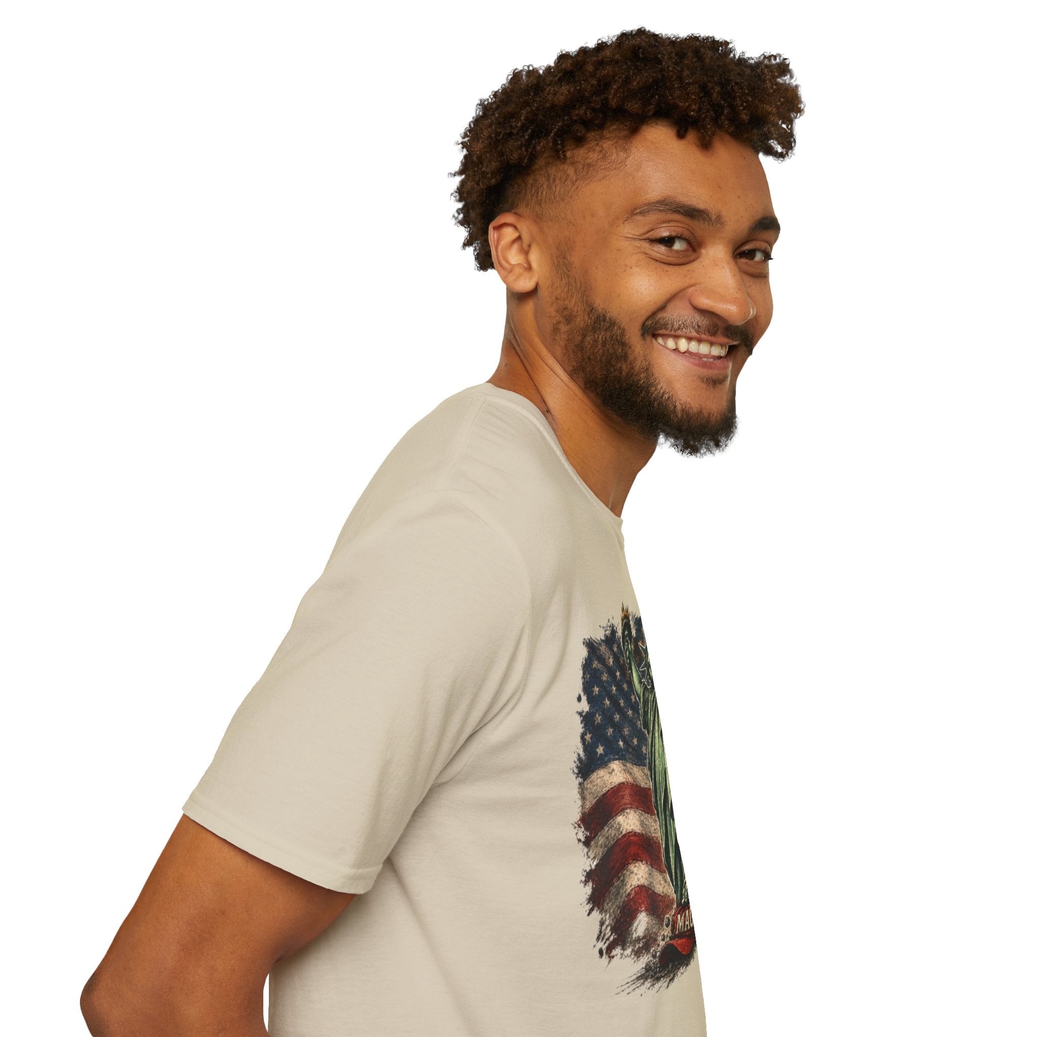 Statue of Liberty Stepping on MAGA American Flag T-Shirt — Patriotic USA Independence Day Tee
