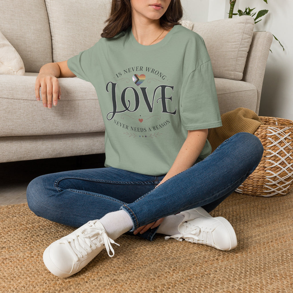 Love Is Never Wrong T-Shirt — LGBTQ+ Pride Heart Tee