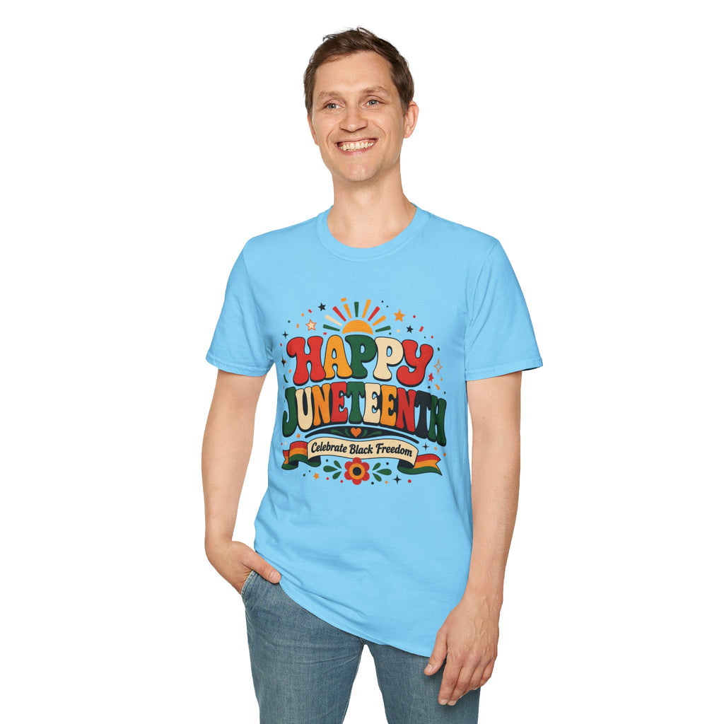 Juneteenth T-Shirt - "Happy Juneteenth" Retro Celebration Tee