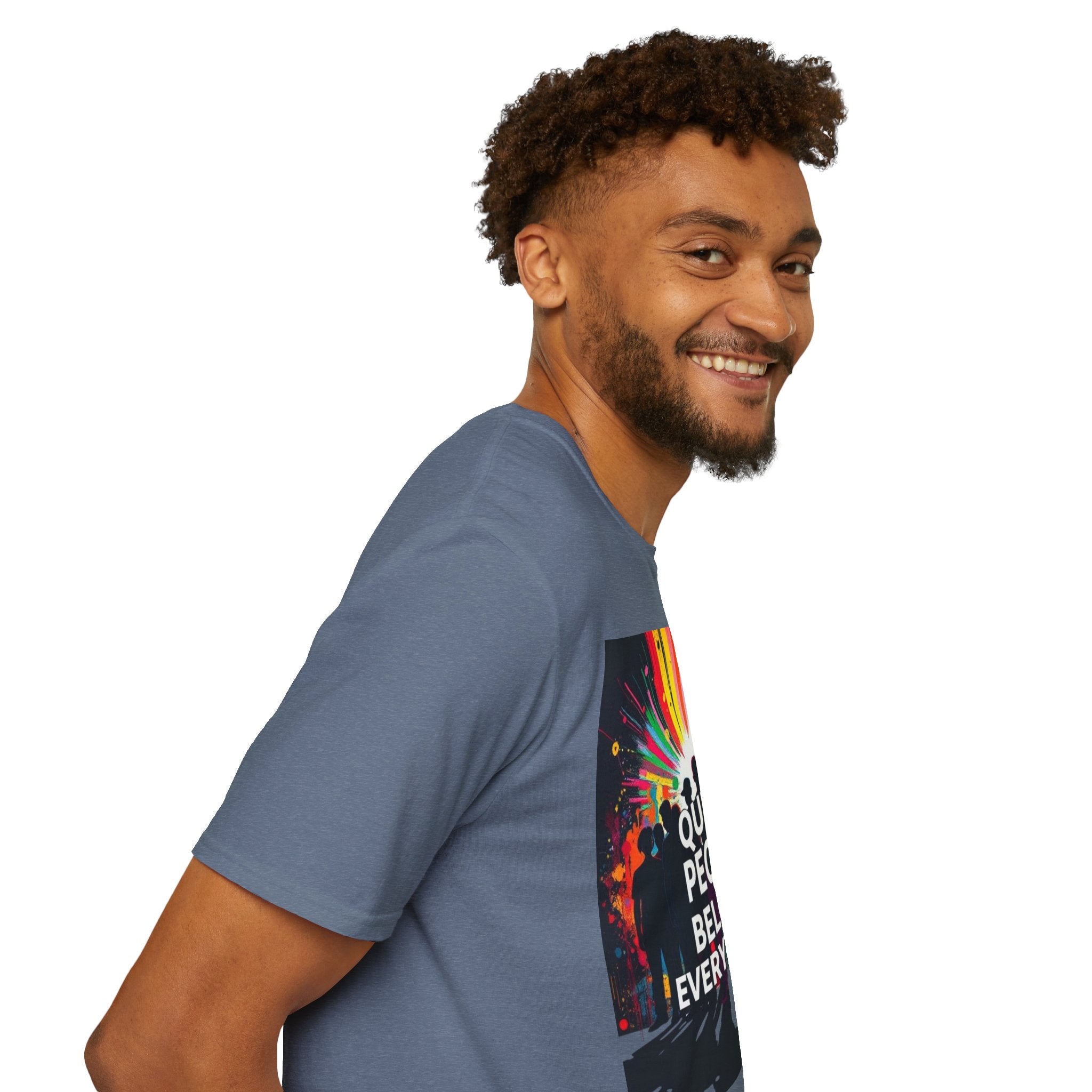 Unisex Softstyle T-Shirt - 'Queer People Belong Everywhere' Pride Graphic Tee