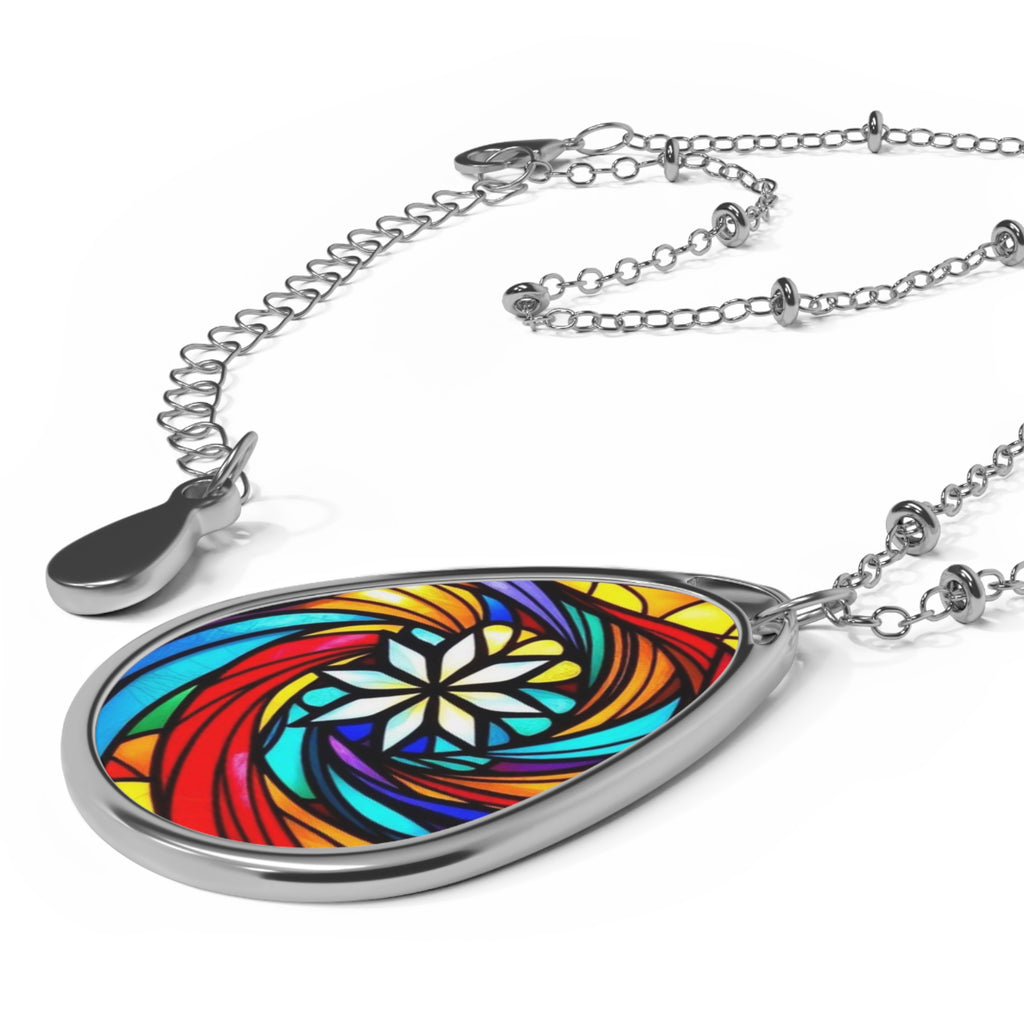 Rainbow Swirl Star Teardrop Pendant Necklace
