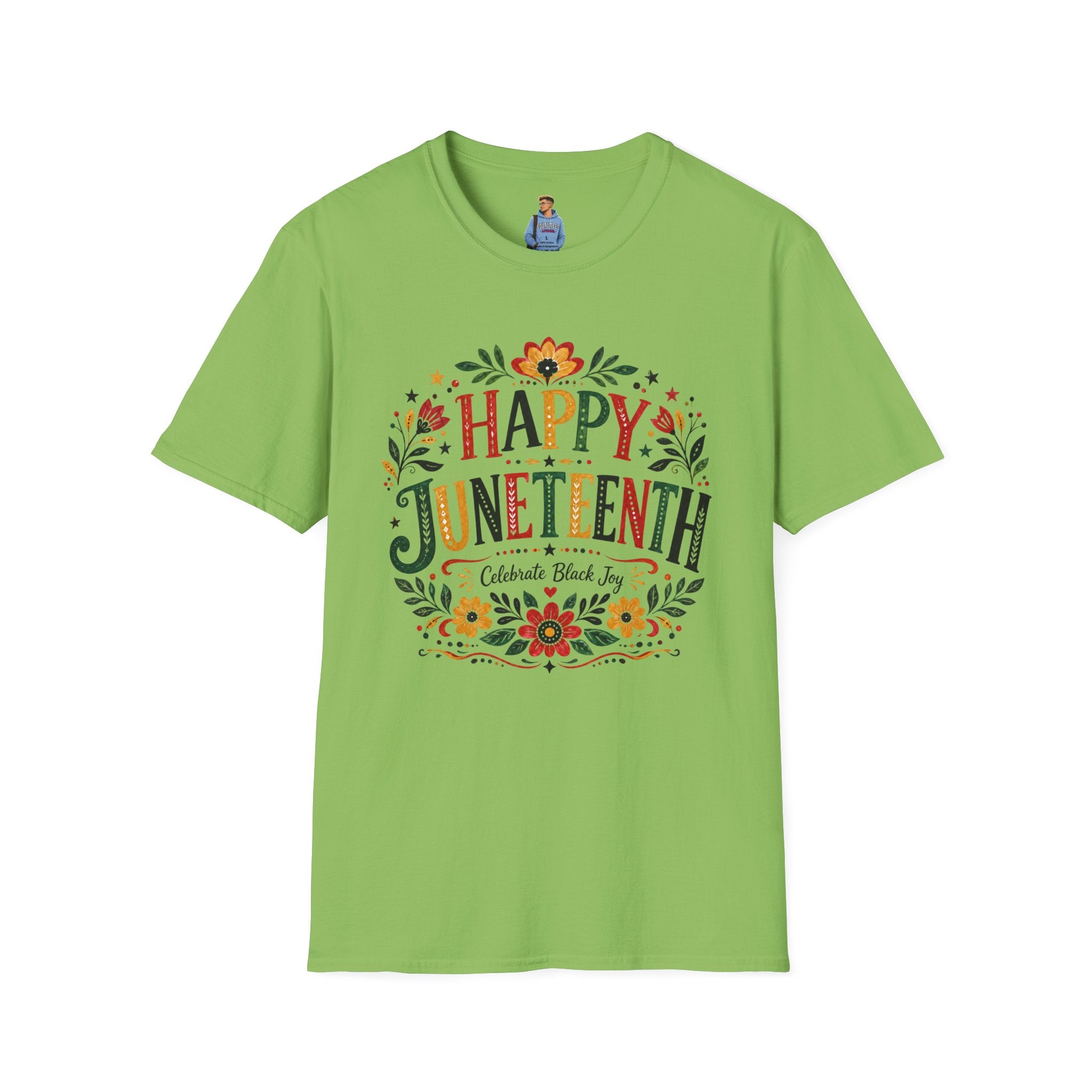 Juneteenth T-Shirt — "Happy Juneteenth" Floral Celebration Tee