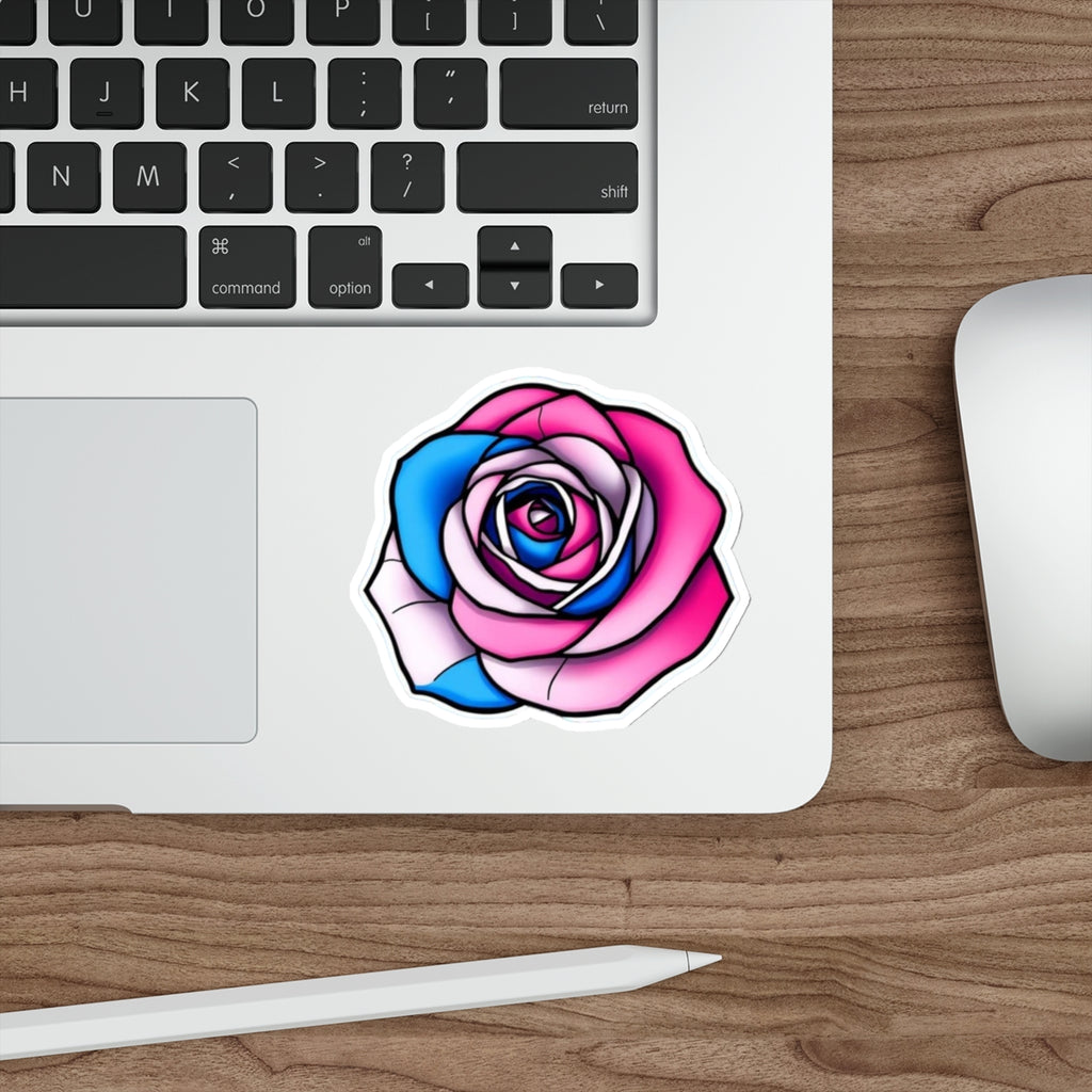 Die-Cut Stickers - Rose - Trans Colors Outlined - EqualiTees.Me