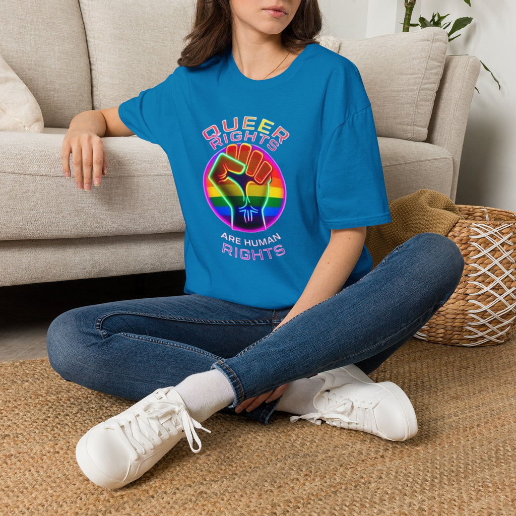 Unisex Softstyle T-Shirt - Queer Rights Are Human Rights Statement Tee