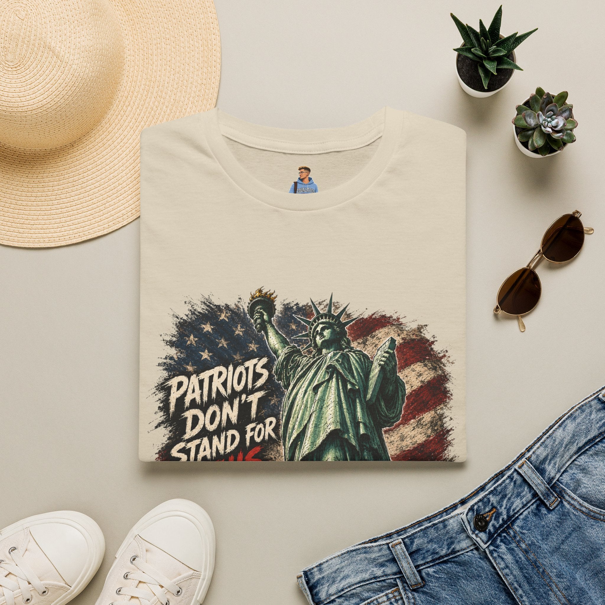 Patriots Don’t Stand For This T-Shirt — Statue of Liberty & Distressed Flag Graphic