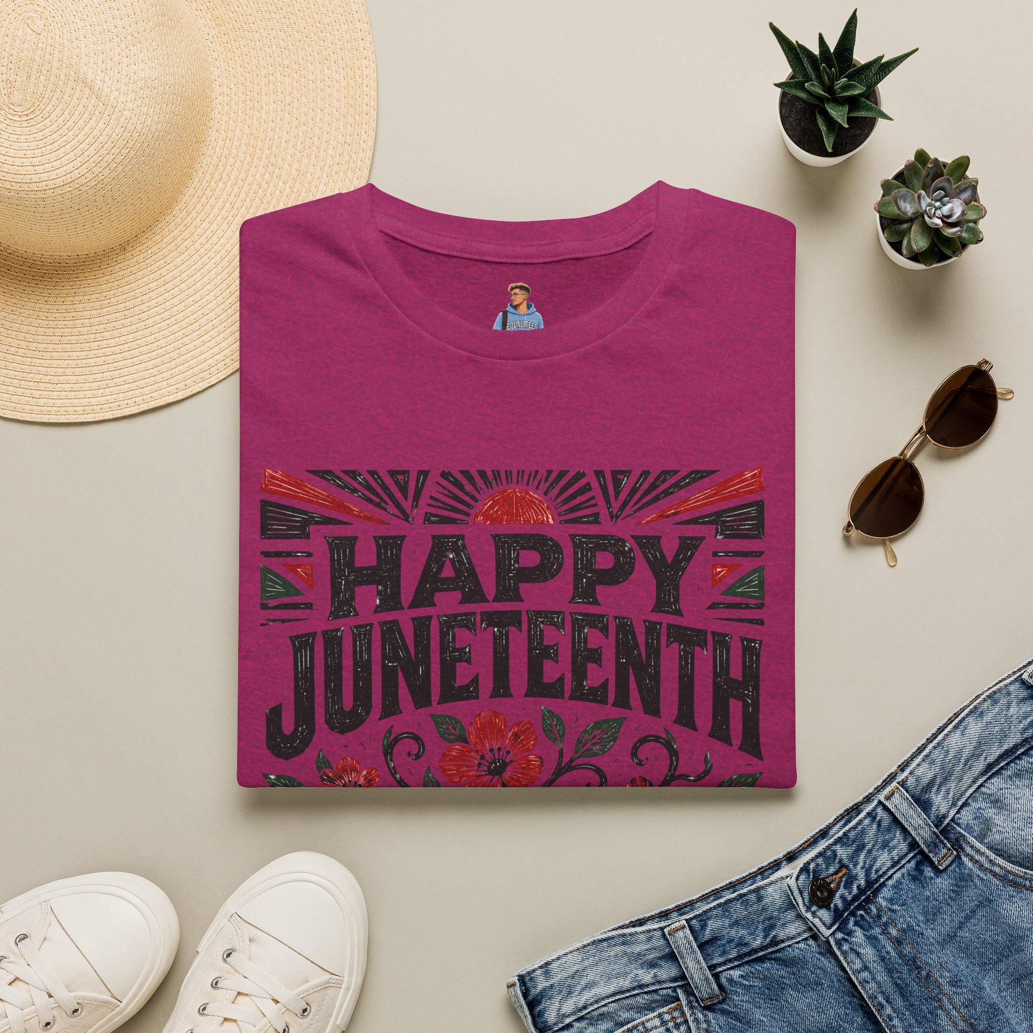 Juneteenth T-Shirt — "Happy Juneteenth" Floral Freedom Tee