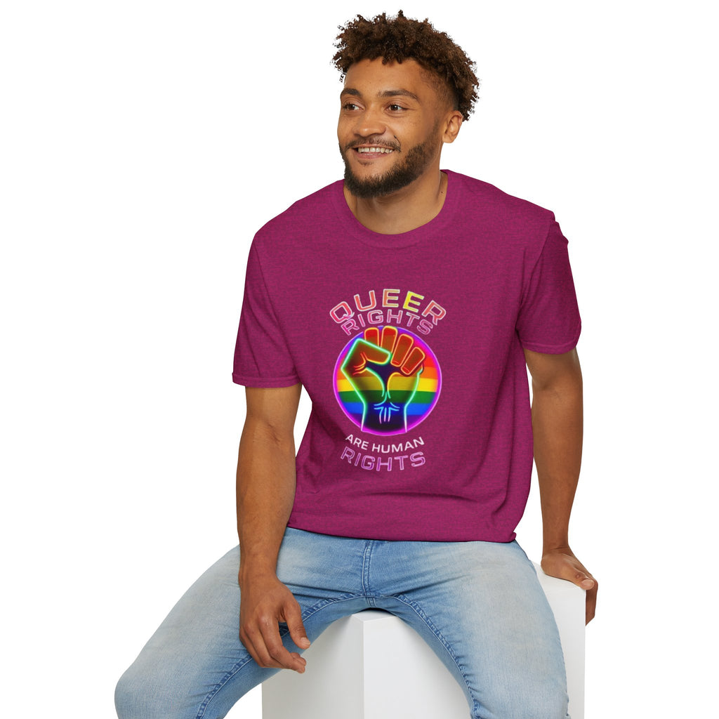 Unisex Softstyle T-Shirt - Queer Rights Are Human Rights Statement Tee