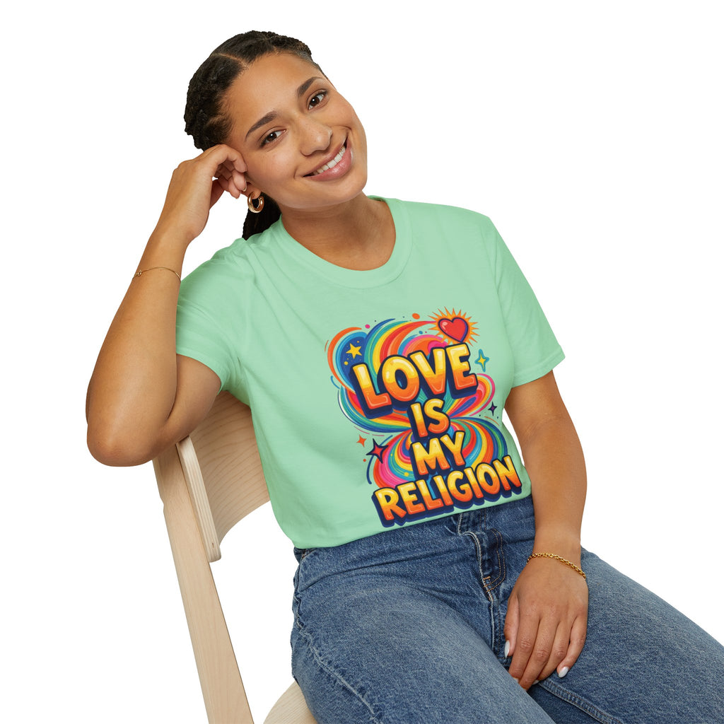Love Is My Religion Retro Rainbow Graphic T-shirt