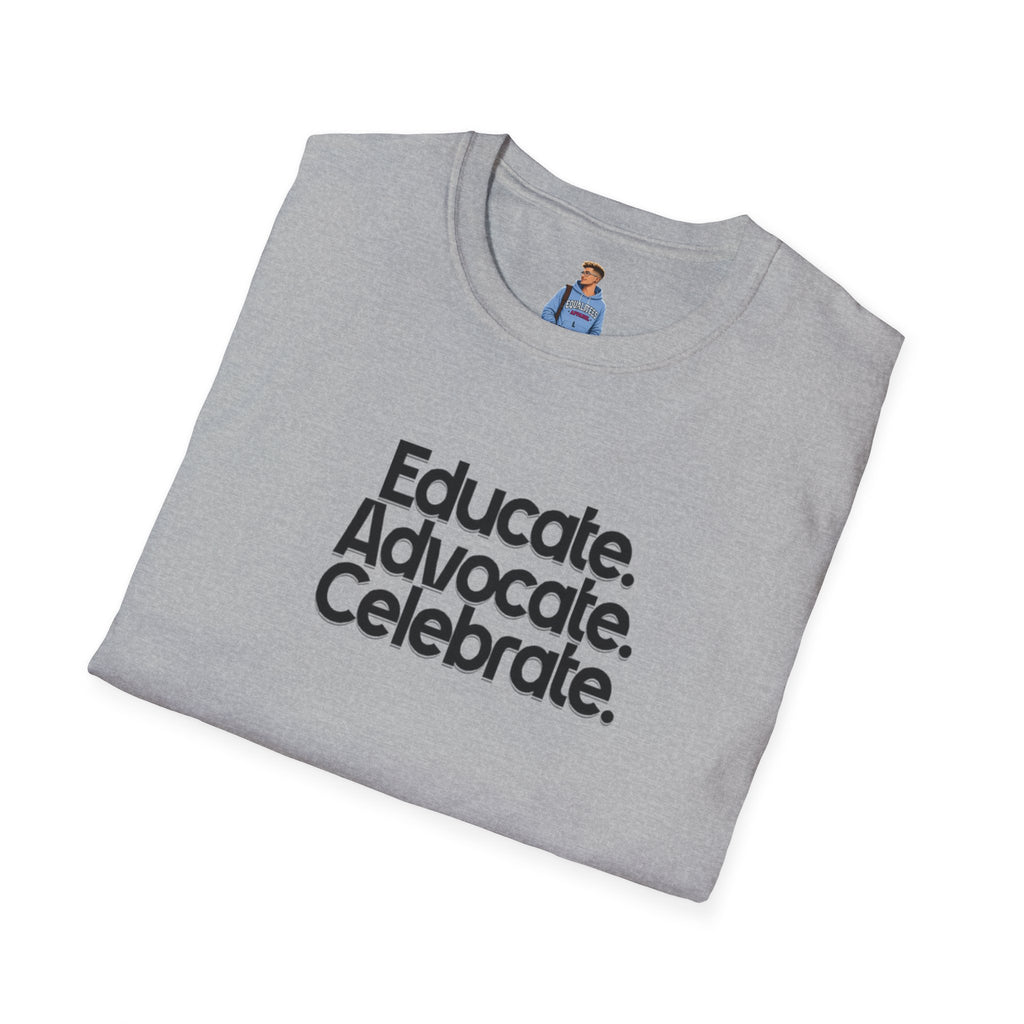 Teacher Advocate T-Shirt - Subtle Pride Educate Advocate Celebrate Design