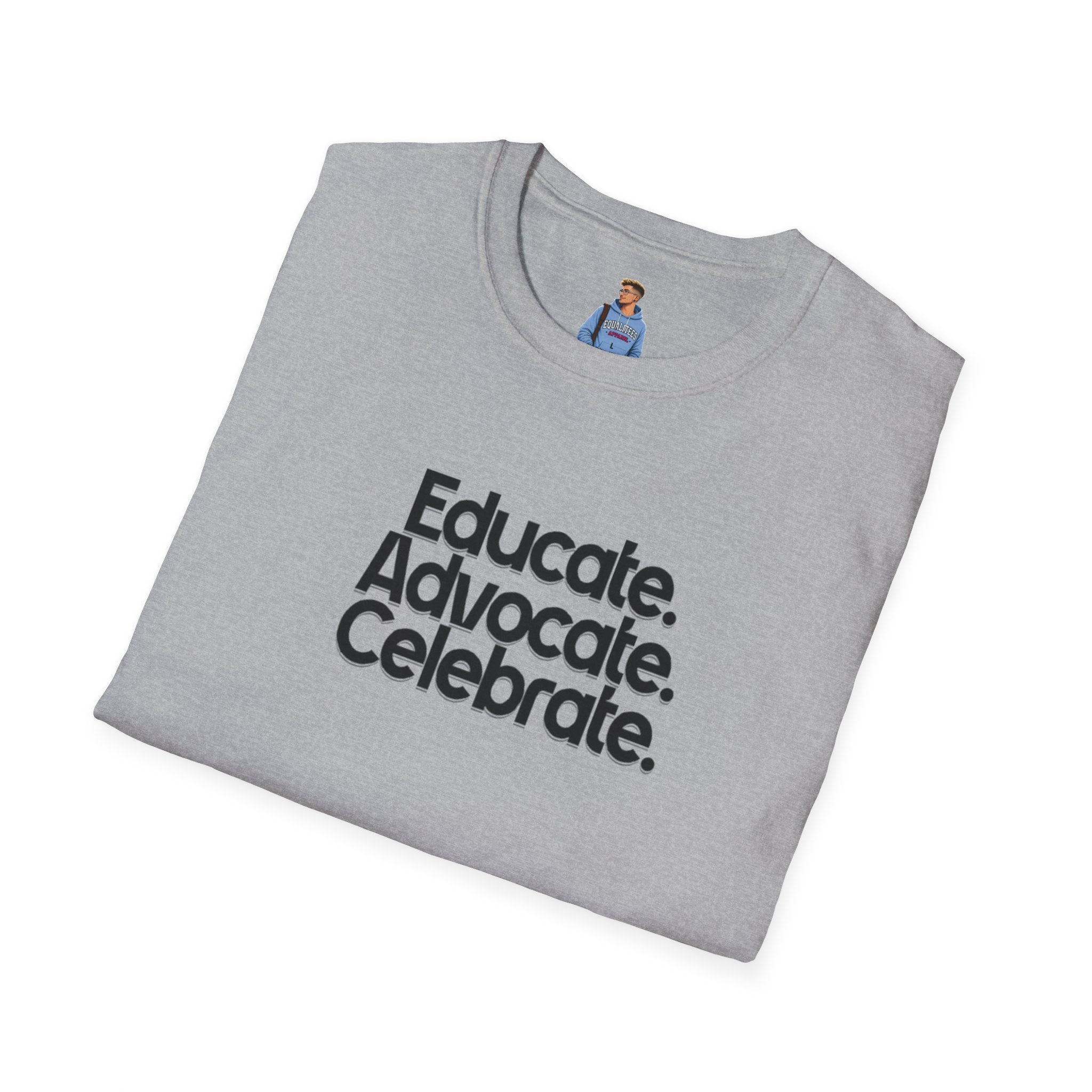 Teacher Advocate T-Shirt - Subtle Pride Educate Advocate Celebrate Design