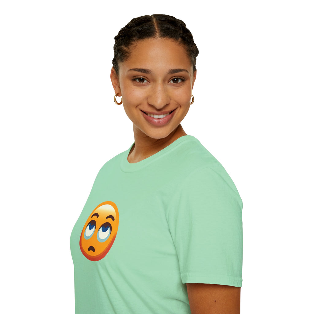 Camiseta unisex de estilo suave con emoji de ojos en blanco | Camiseta gráfica informal para el día a día