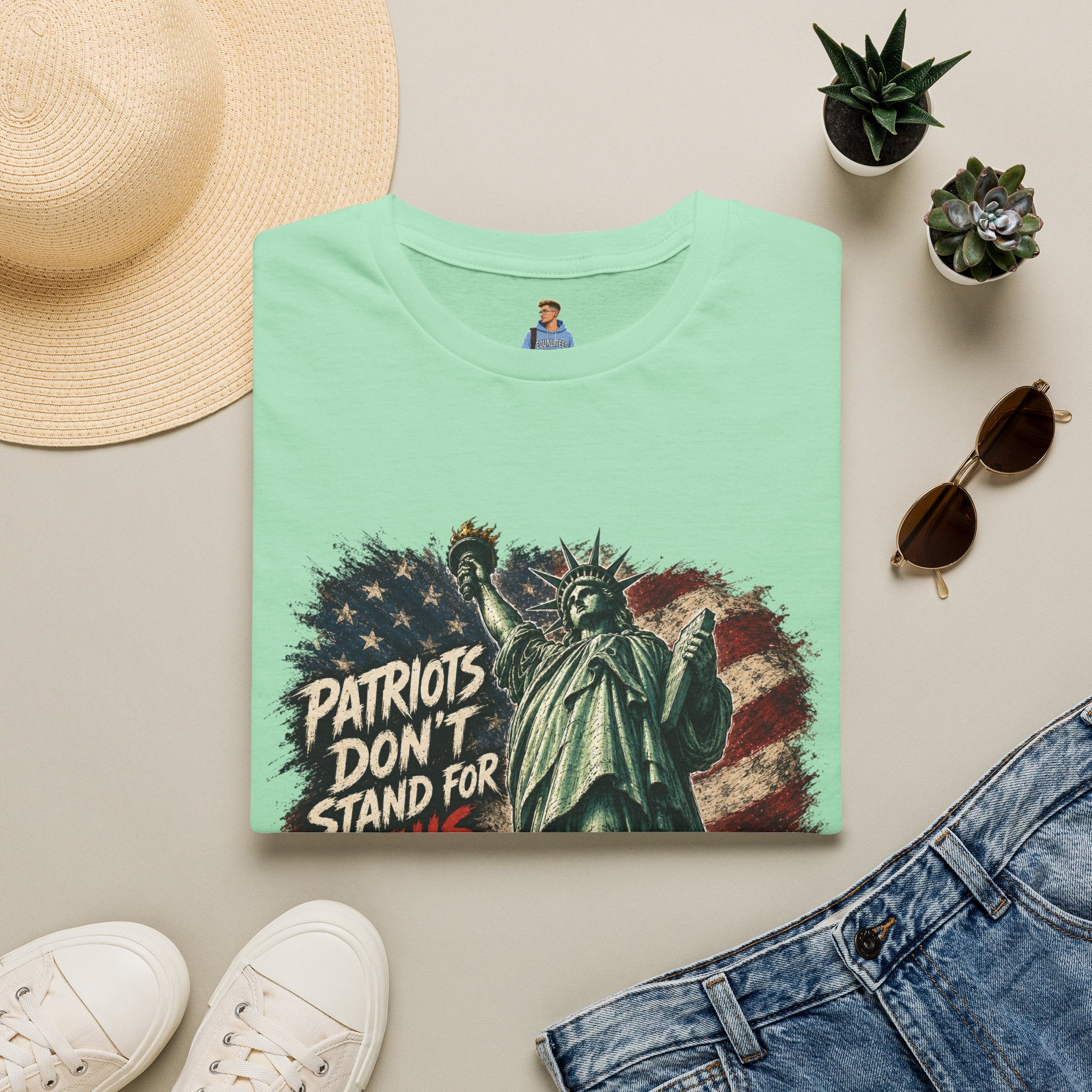 Patriots Don’t Stand For This T-Shirt — Statue of Liberty & Distressed Flag Graphic