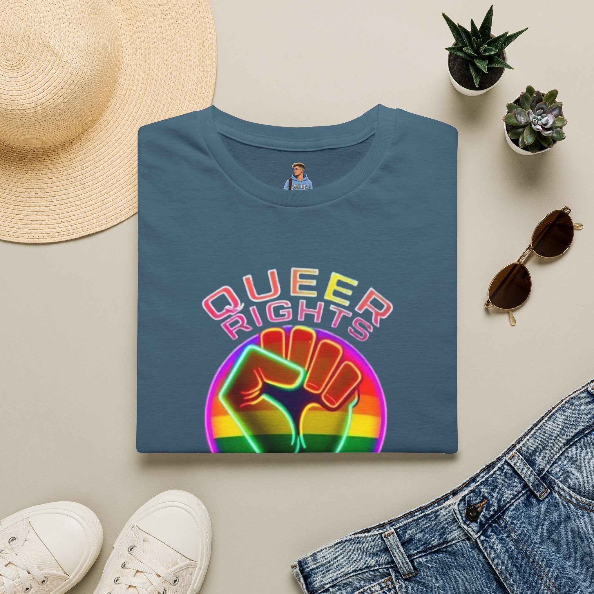 Unisex Softstyle T-Shirt - Queer Rights Are Human Rights Statement Tee