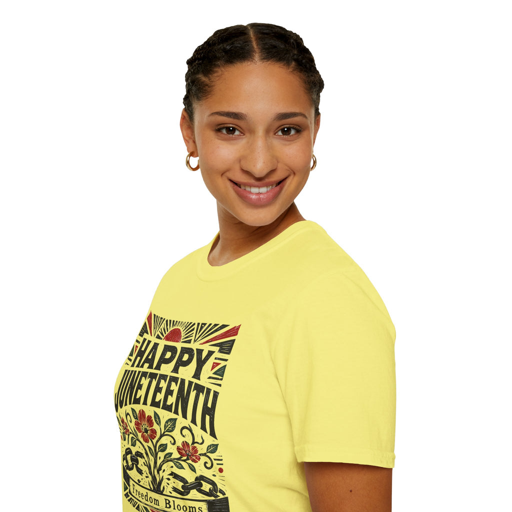 Juneteenth T-Shirt — "Happy Juneteenth" Floral Freedom Tee