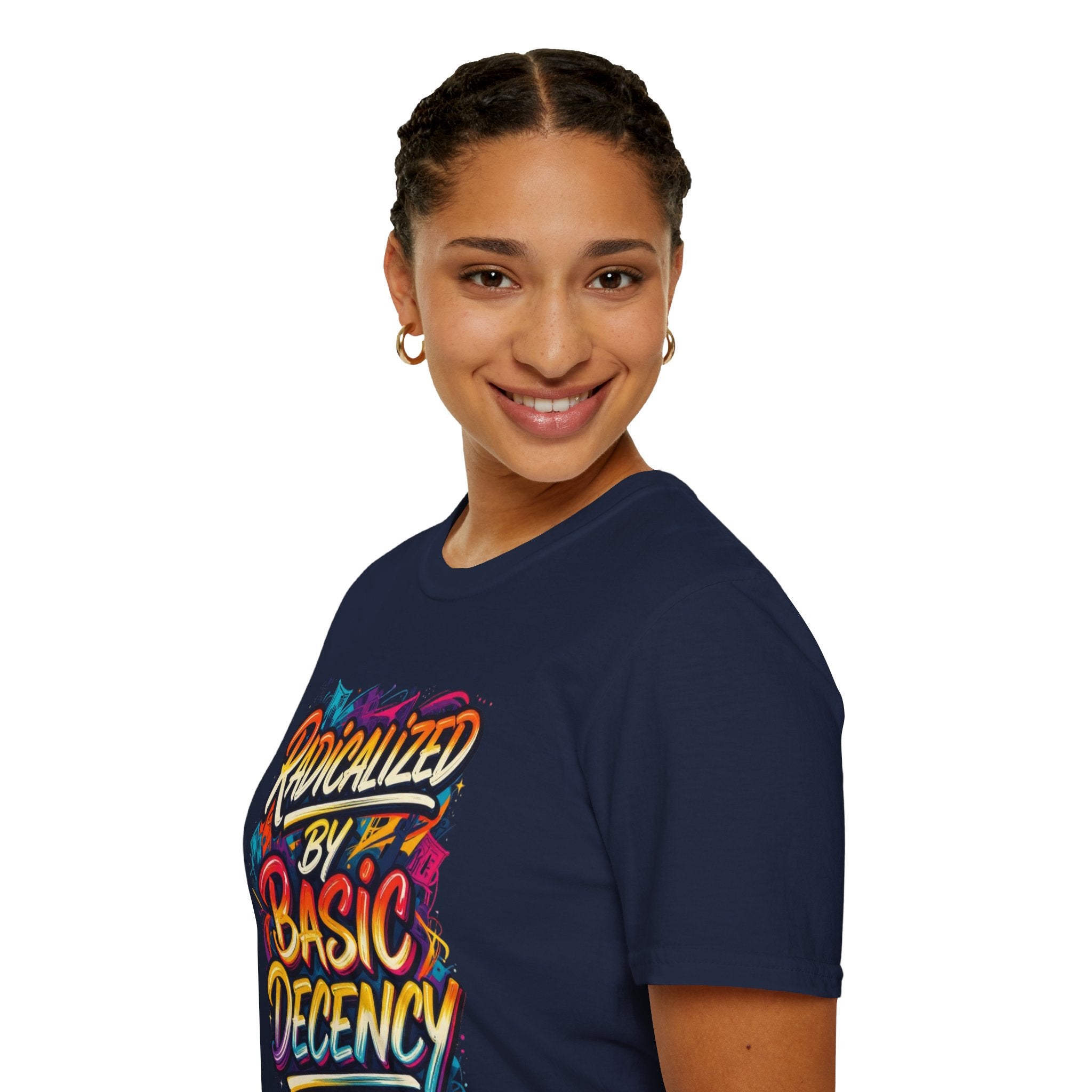 Radicalized by Basic Decency T-Shirt Colorful Graffiti Typography