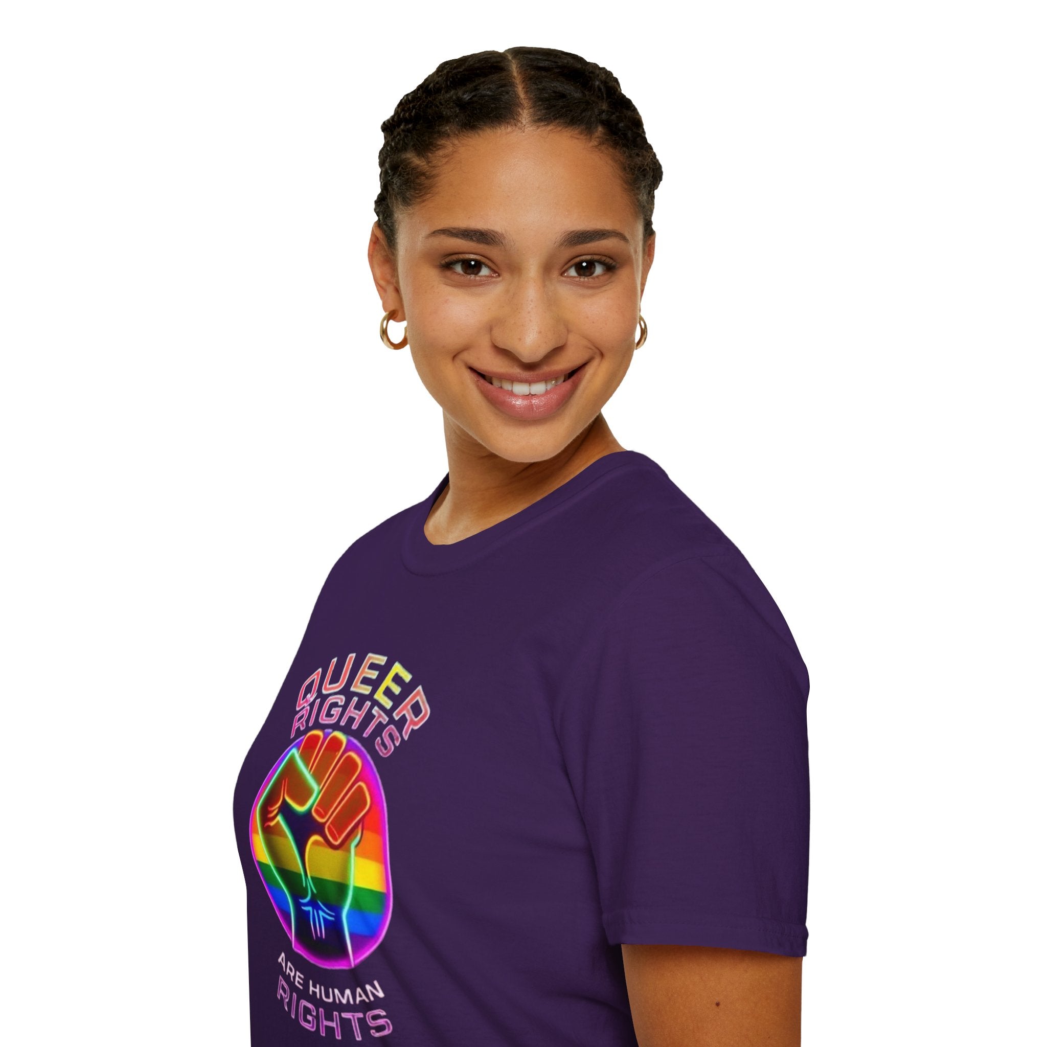 Unisex Softstyle T-Shirt - Queer Rights Are Human Rights Statement Tee
