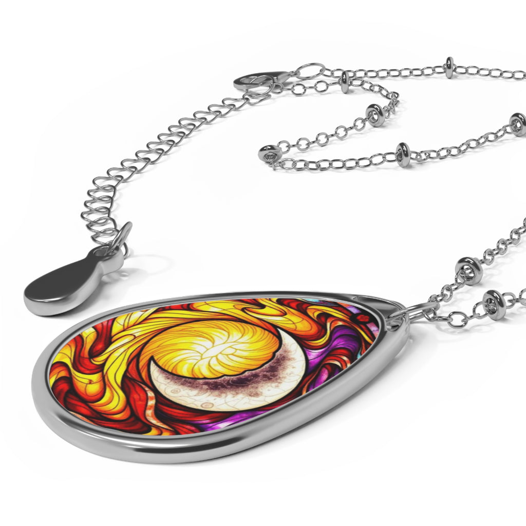 Sun and Moon Teardrop Pendant Necklace