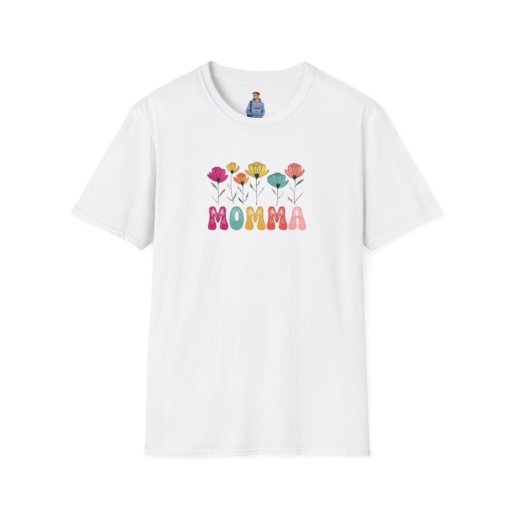 Camiseta unisex de estilo suave con estampado floral 'Momma': perfecta para el Día de la Madre y para usar todos los días