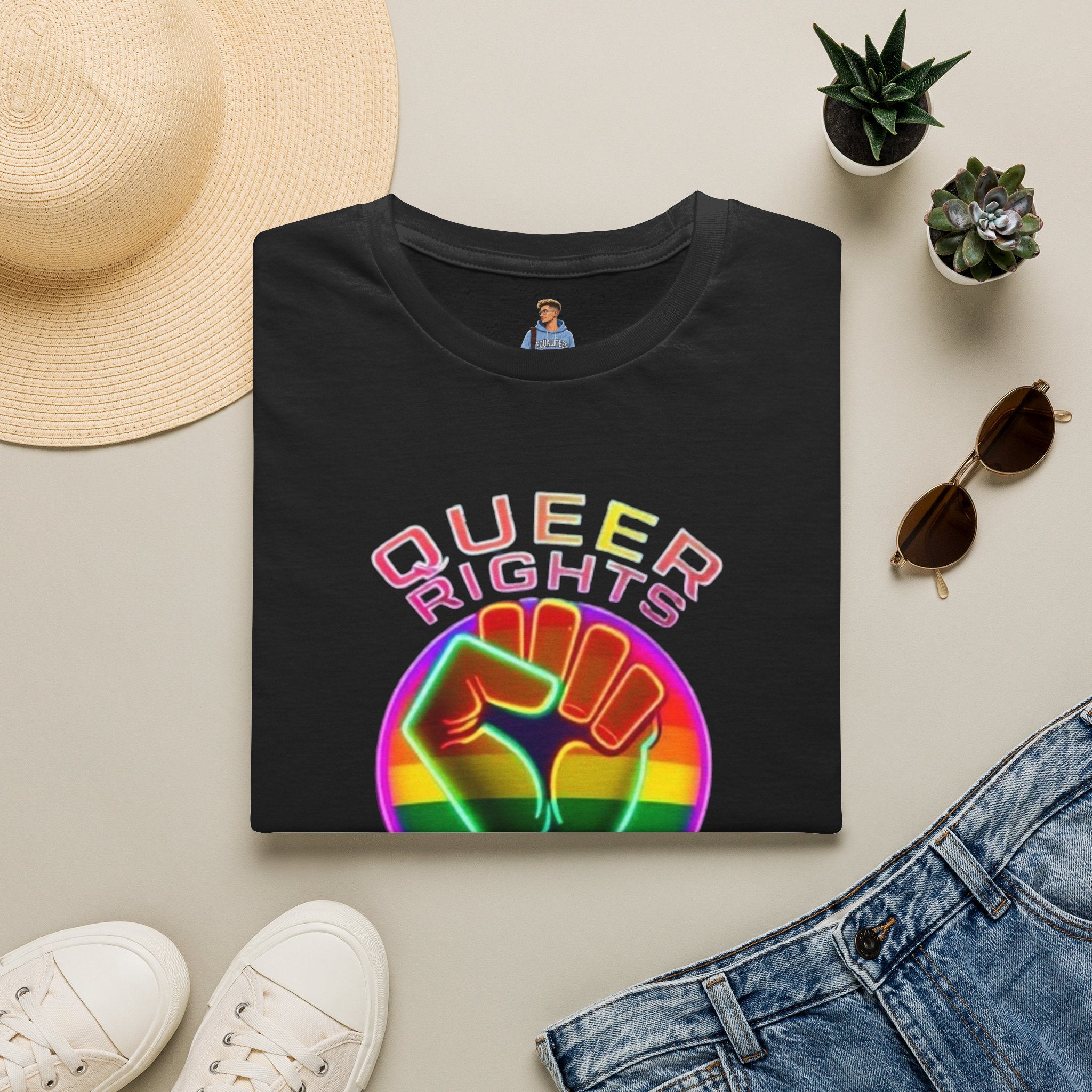 Unisex Softstyle T-Shirt - Queer Rights Are Human Rights Statement Tee