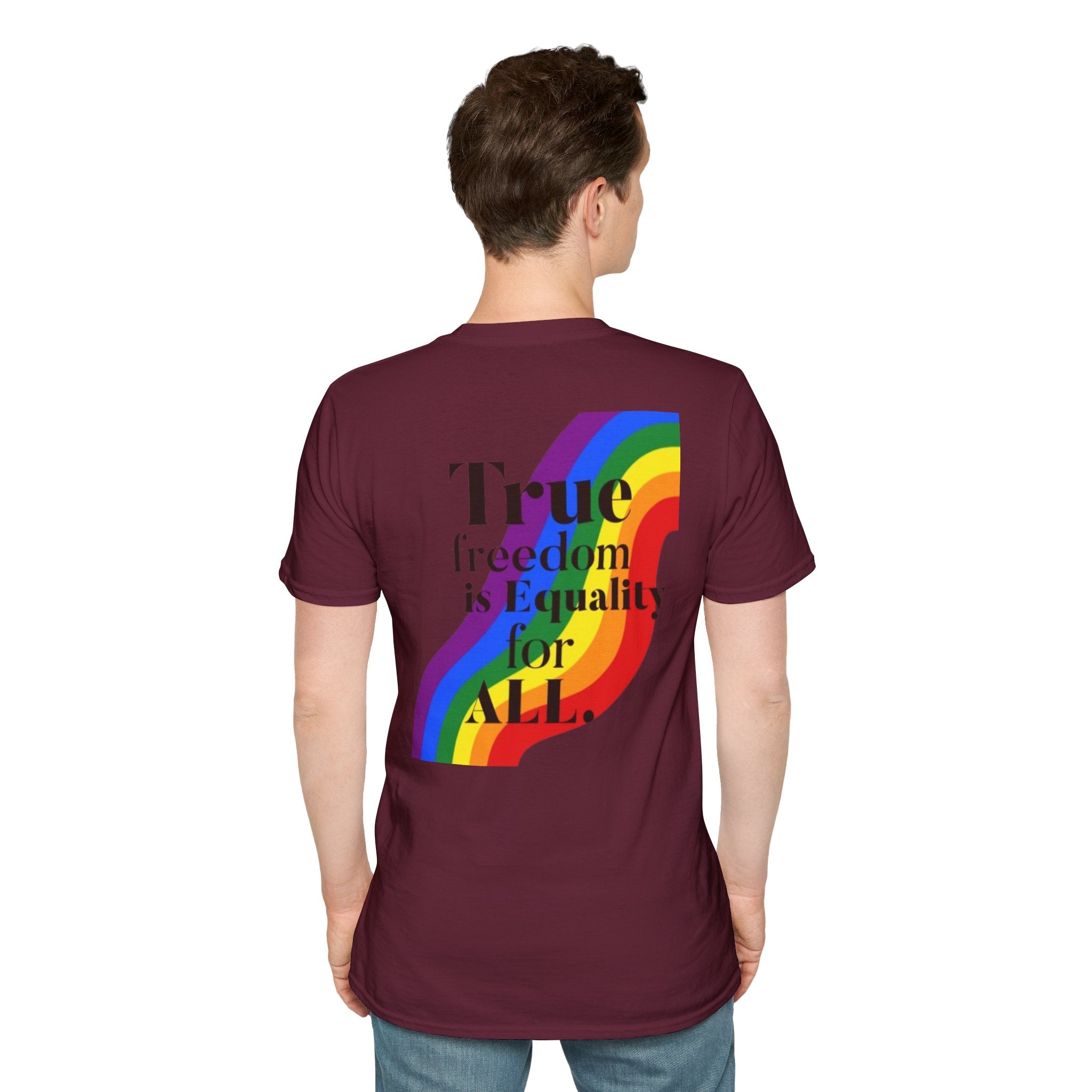 Pride-Theme Unisex Softstyle T-Shirt - "True freedom is Equality for ALL"
