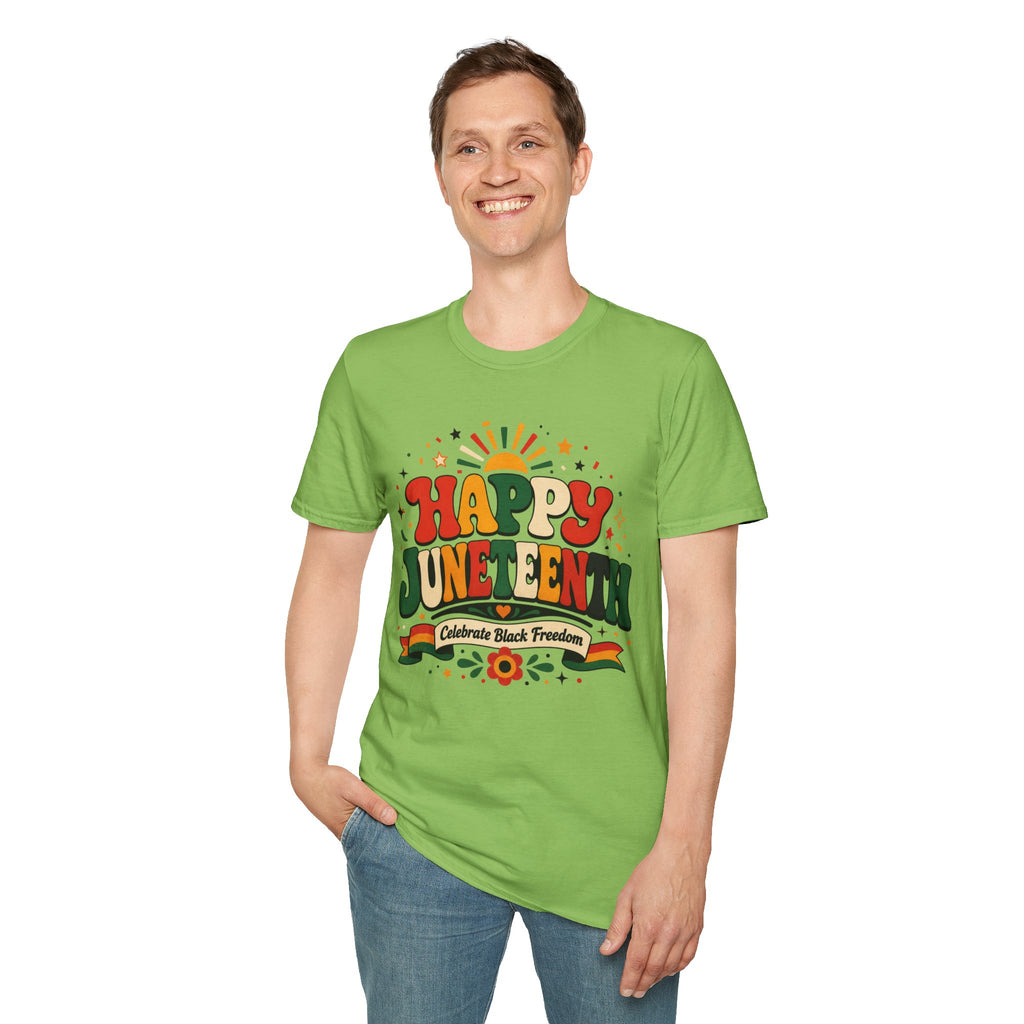 Juneteenth T-Shirt - "Happy Juneteenth" Retro Celebration Tee