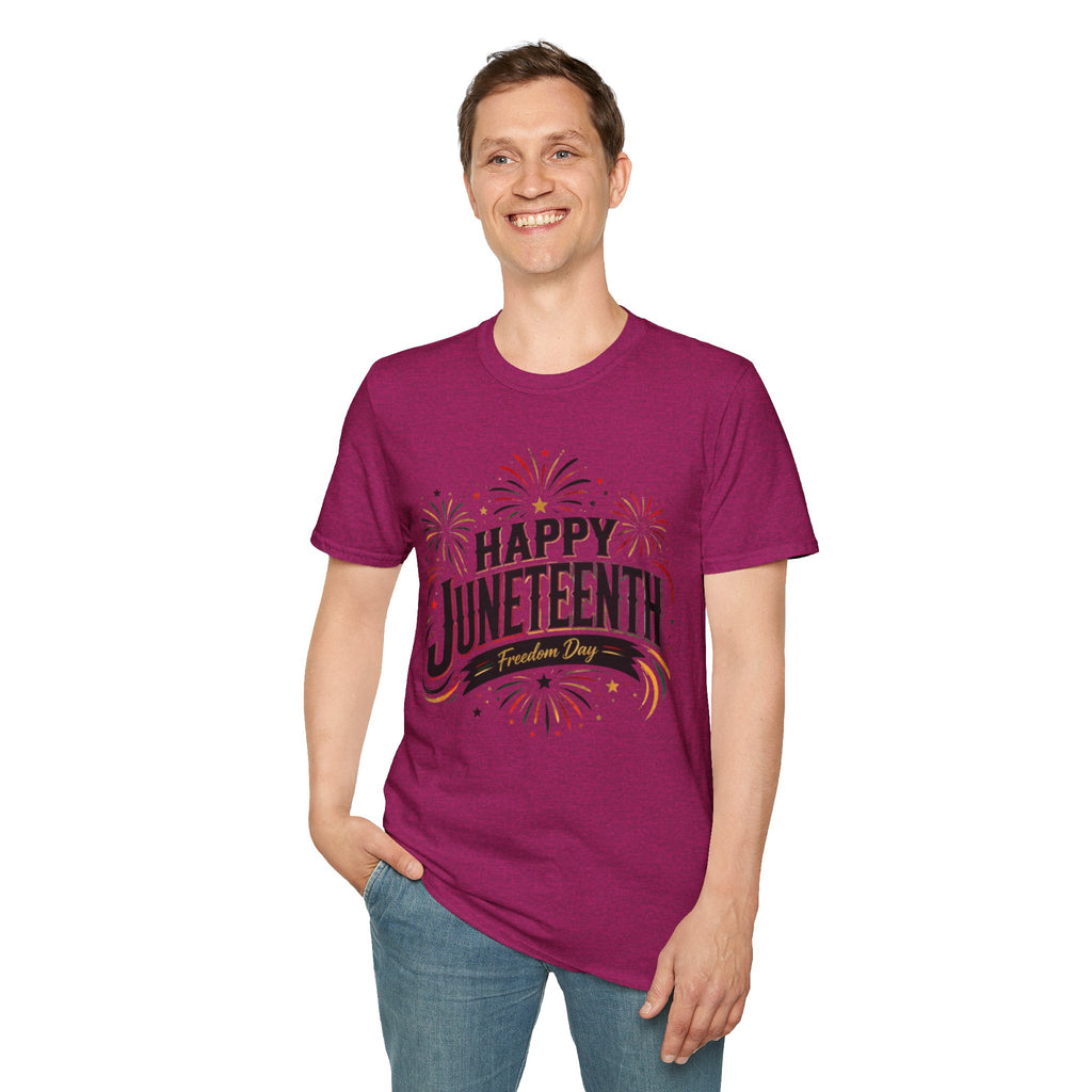Juneteenth T-Shirt - "Happy Juneteenth" Fireworks Celebration Tee