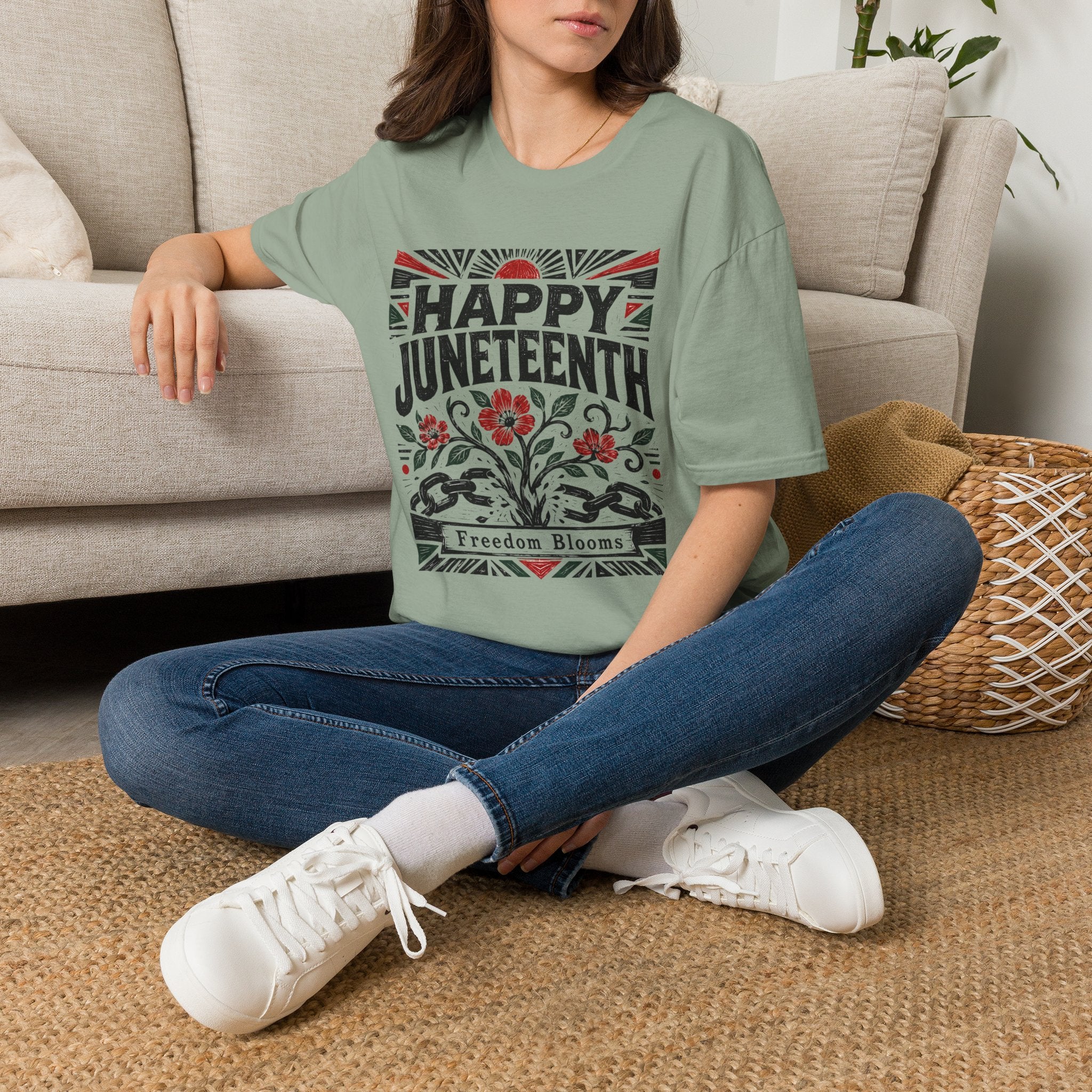 Juneteenth T-Shirt — "Happy Juneteenth" Floral Freedom Tee