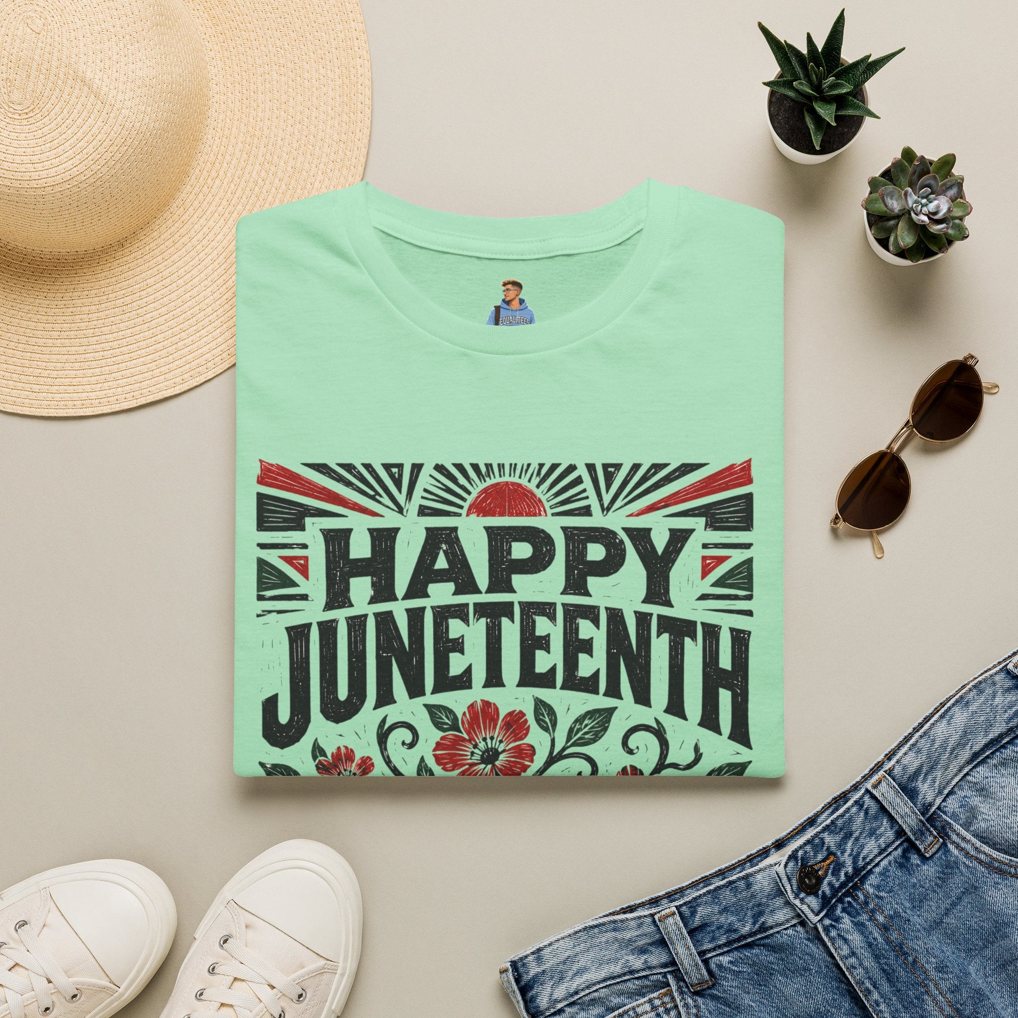 Juneteenth T-Shirt — "Happy Juneteenth" Floral Freedom Tee