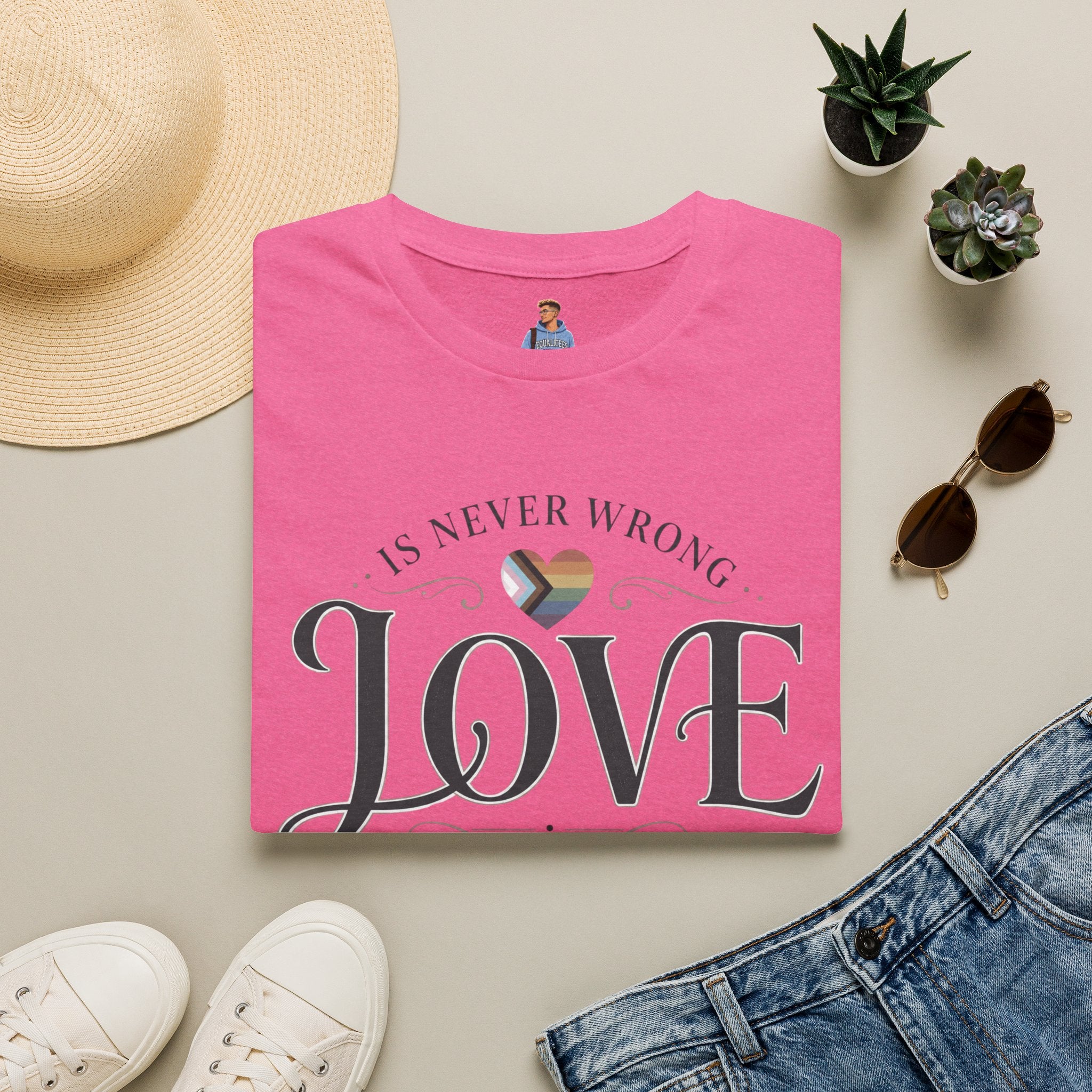 Love Is Never Wrong T-Shirt — LGBTQ+ Pride Heart Tee