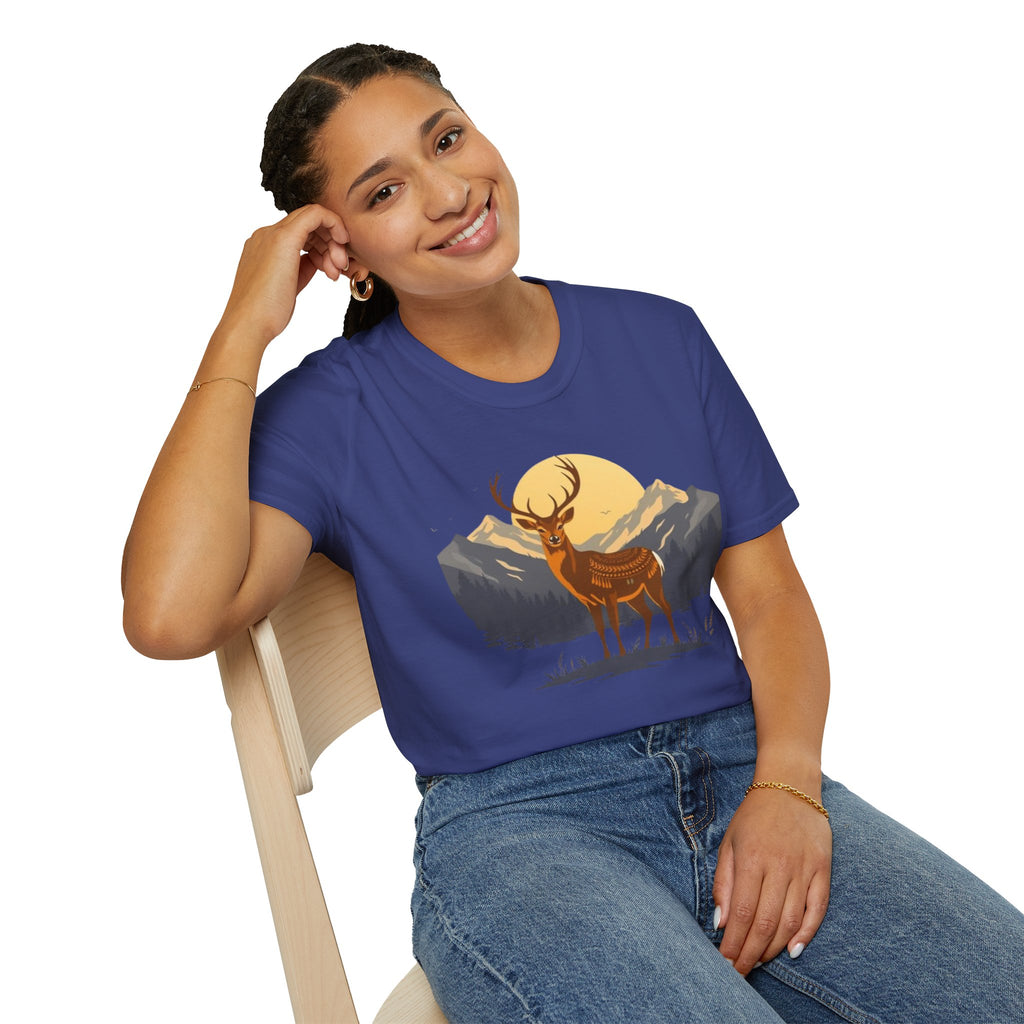 Mountain Sunset Deer Unisex Softstyle T-Shirt
