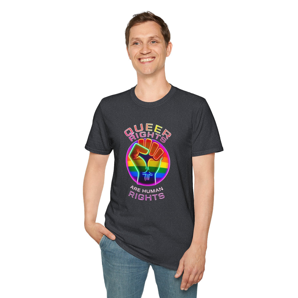 Unisex Softstyle T-Shirt - Queer Rights Are Human Rights Statement Tee