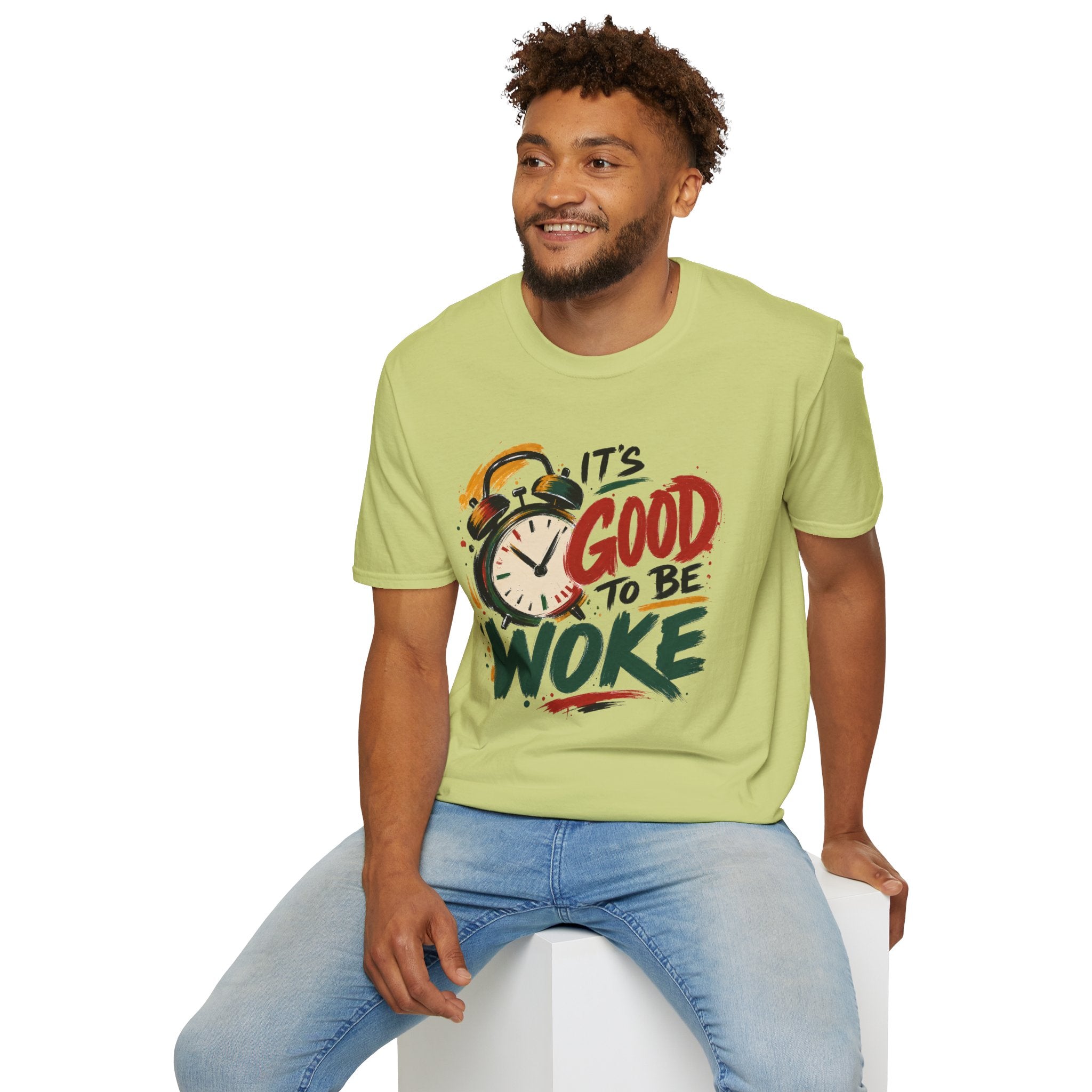T-Shirt — "It's Good To Be Woke" Graphic Tee (Alarm Clock Design)