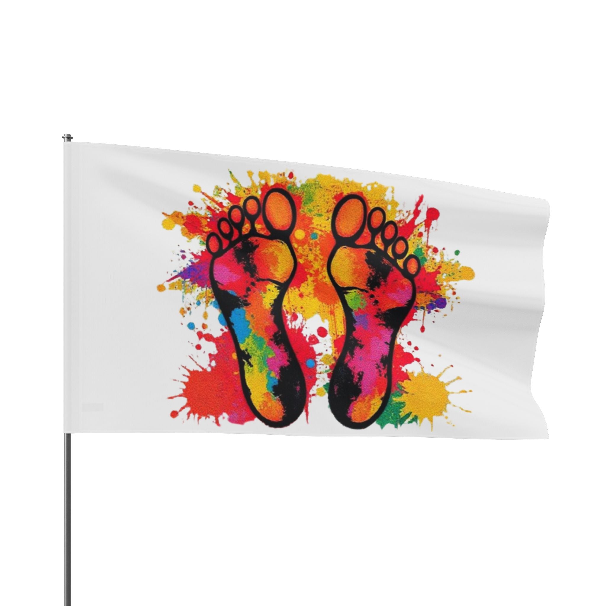 Rainbow Feet Paint Splatter Flag - Aesthetic LGBTQ+ Banner for Celebration & Home Decor - EqualiTees.Me