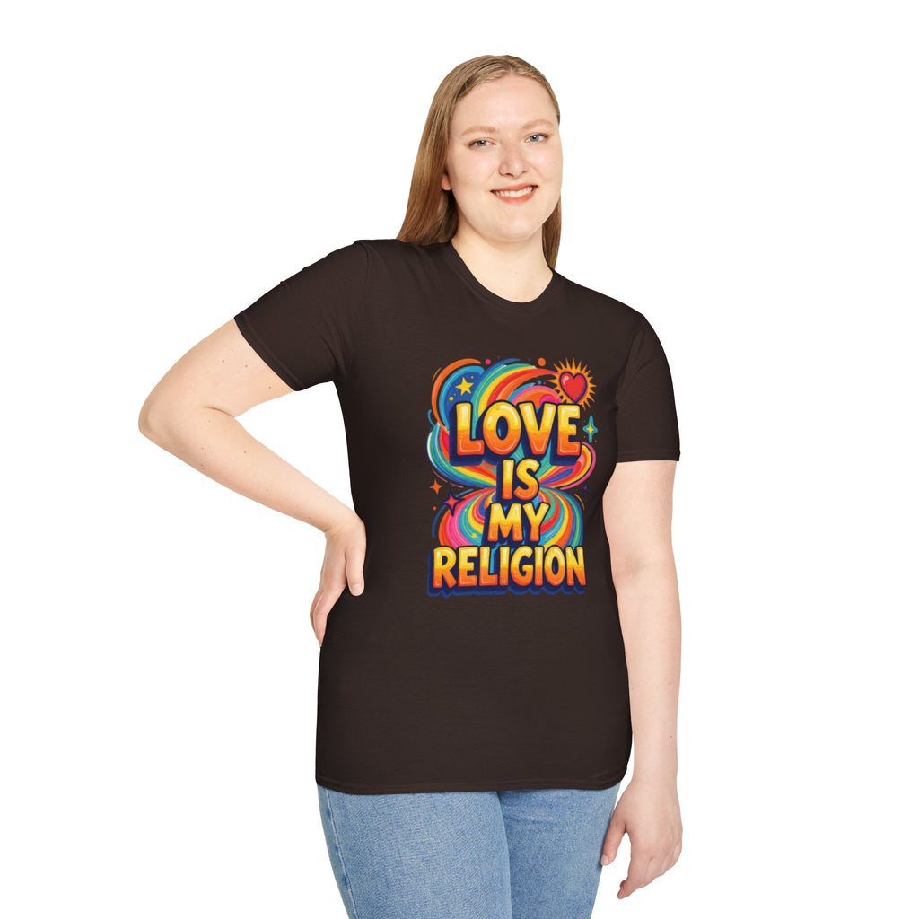 Love Is My Religion Retro Rainbow Graphic T-shirt