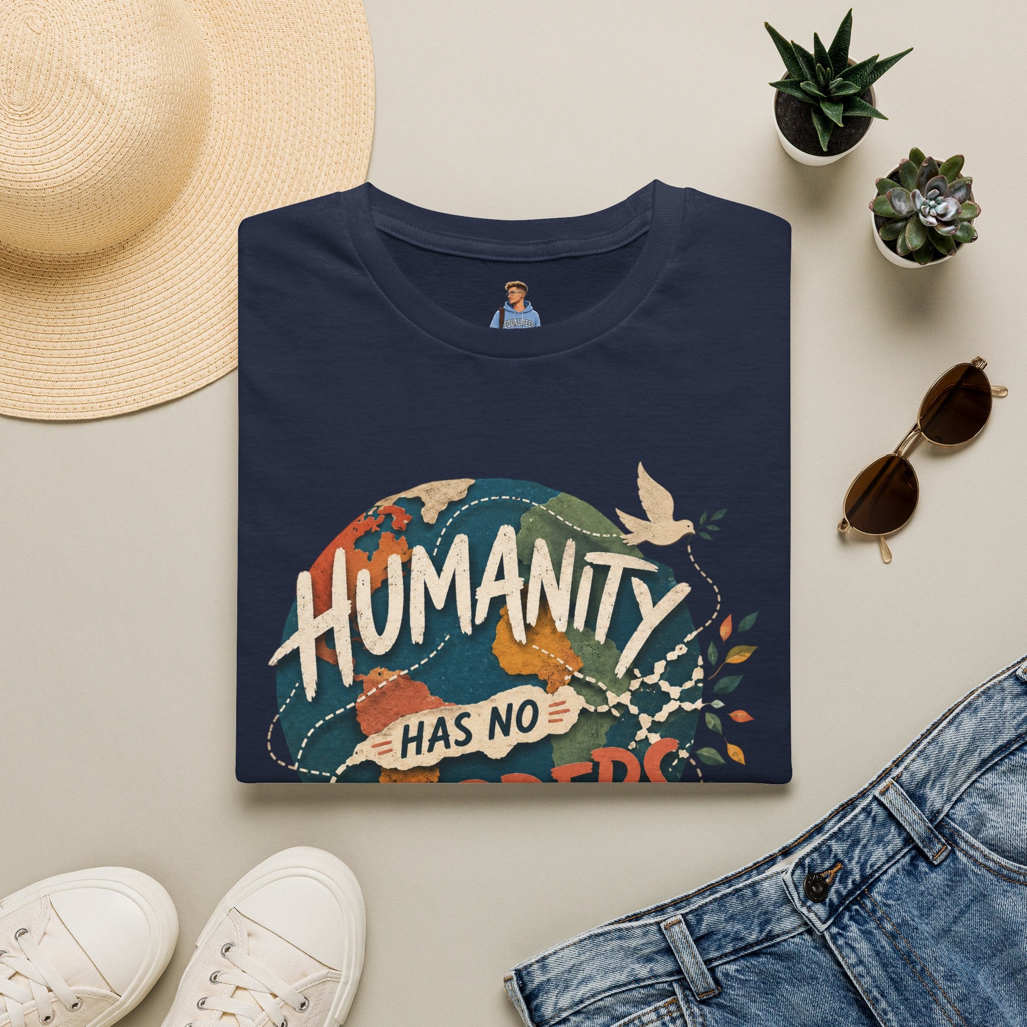 Humanity Has No Borders T-Shirt — Earth & Peace Graphic Tee