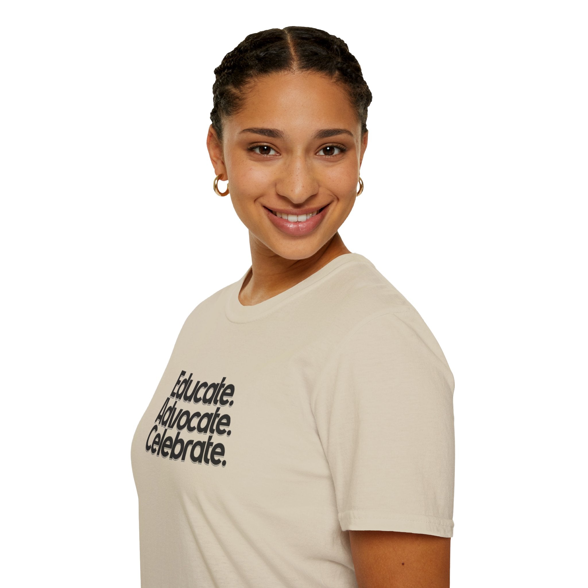 Teacher Advocate T-Shirt - Subtle Pride Educate Advocate Celebrate Design