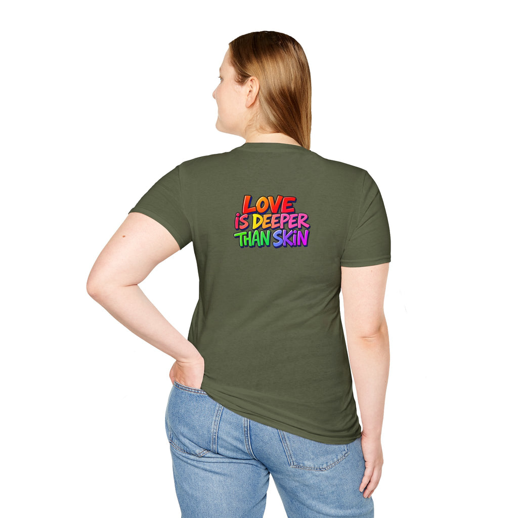 Rainbow Skeleton Love is Deeper Than Skin T-Shirt | Unisex Casual Tee