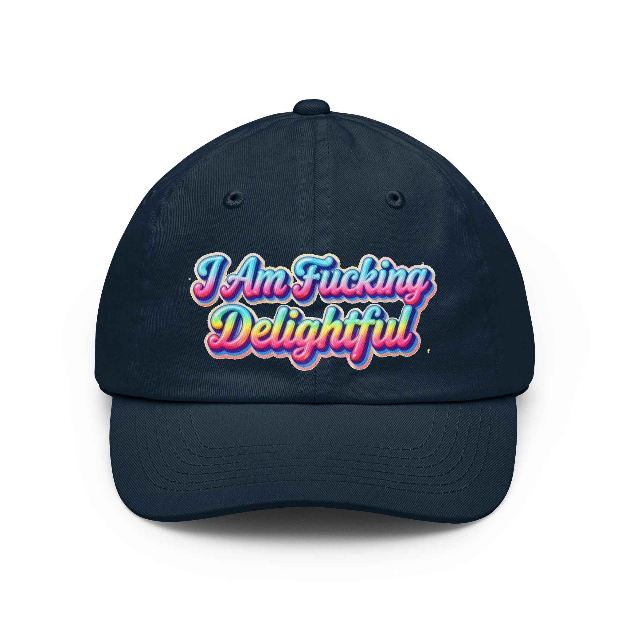 "I Am Fucking Delightful" Retro Rainbow Cap