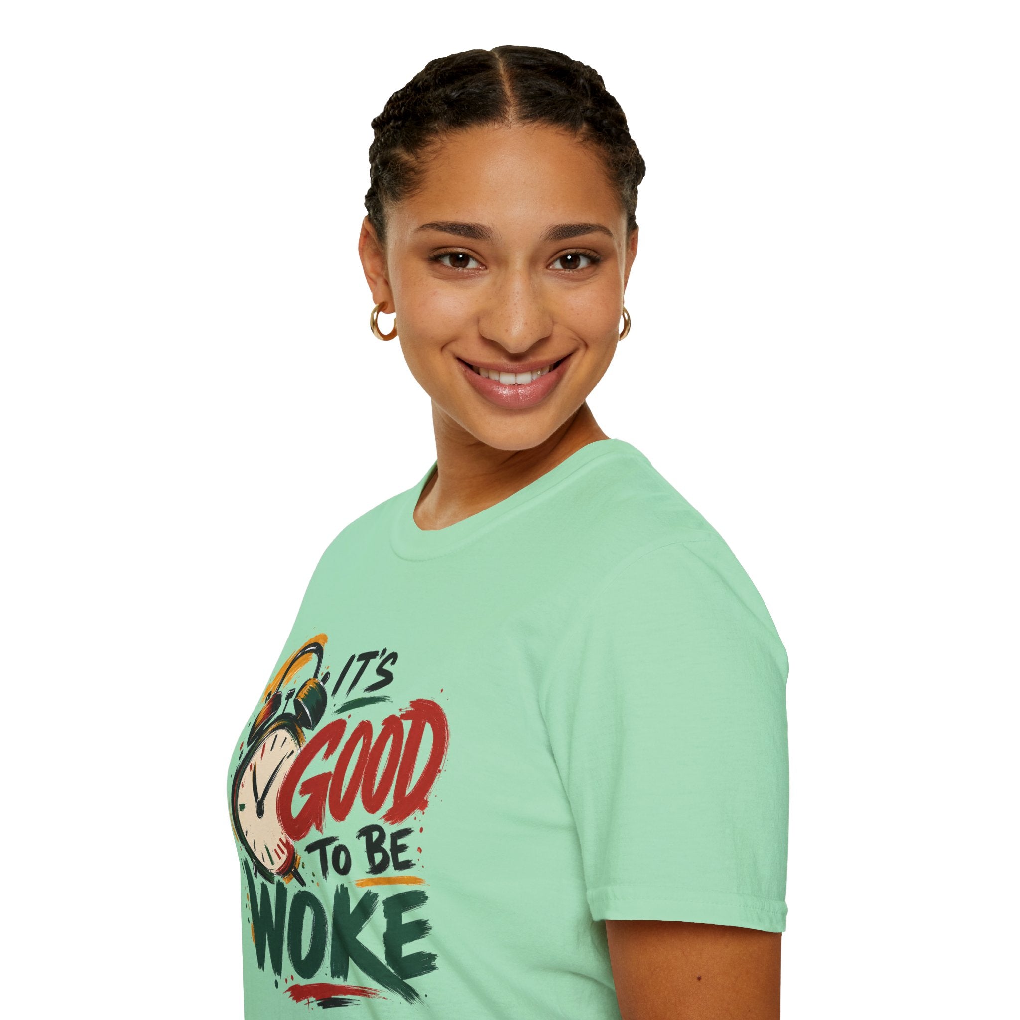 T-Shirt — "It's Good To Be Woke" Graphic Tee (Alarm Clock Design)