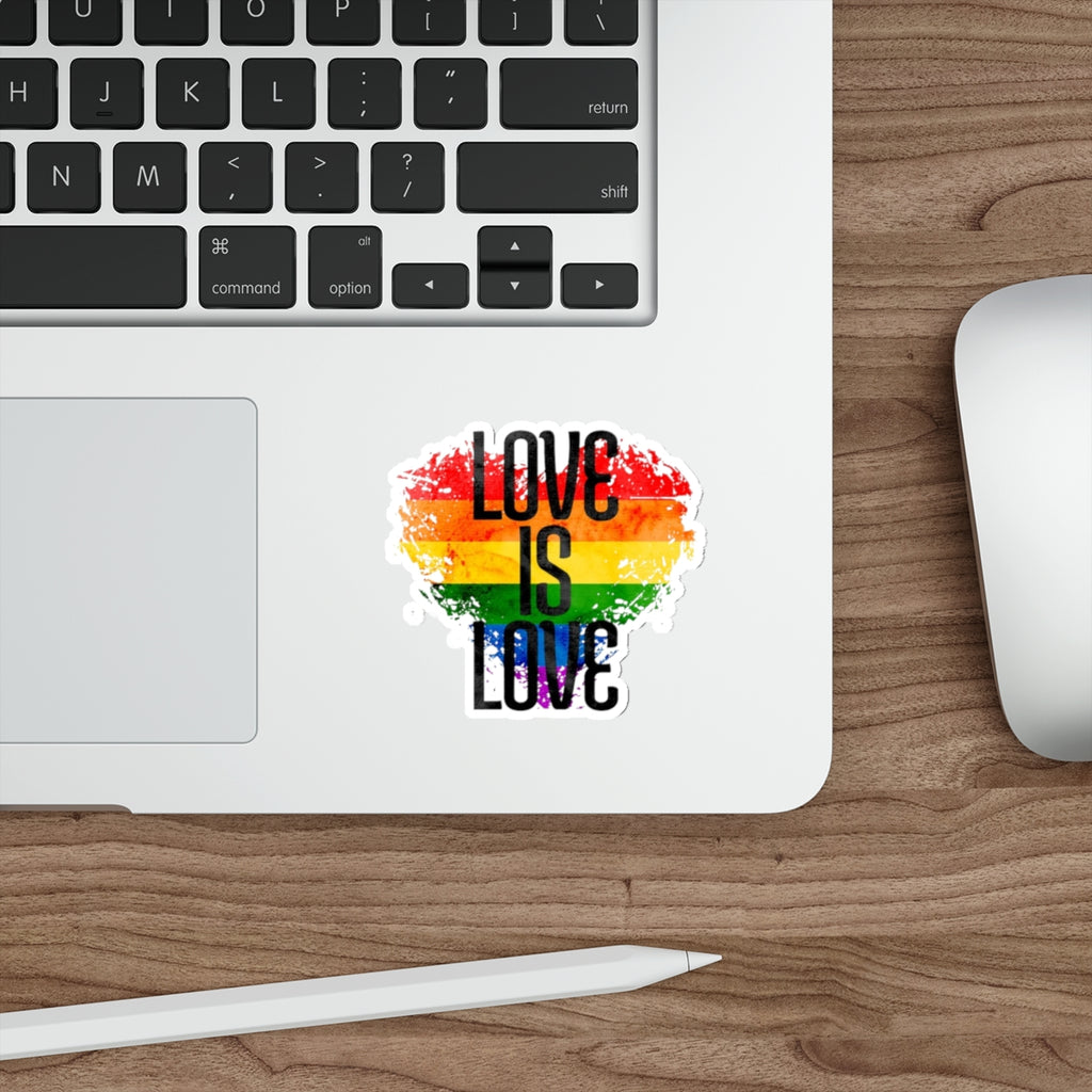 Die-Cut Stickers - Love is Love Rainbow Heart - EqualiTees.Me